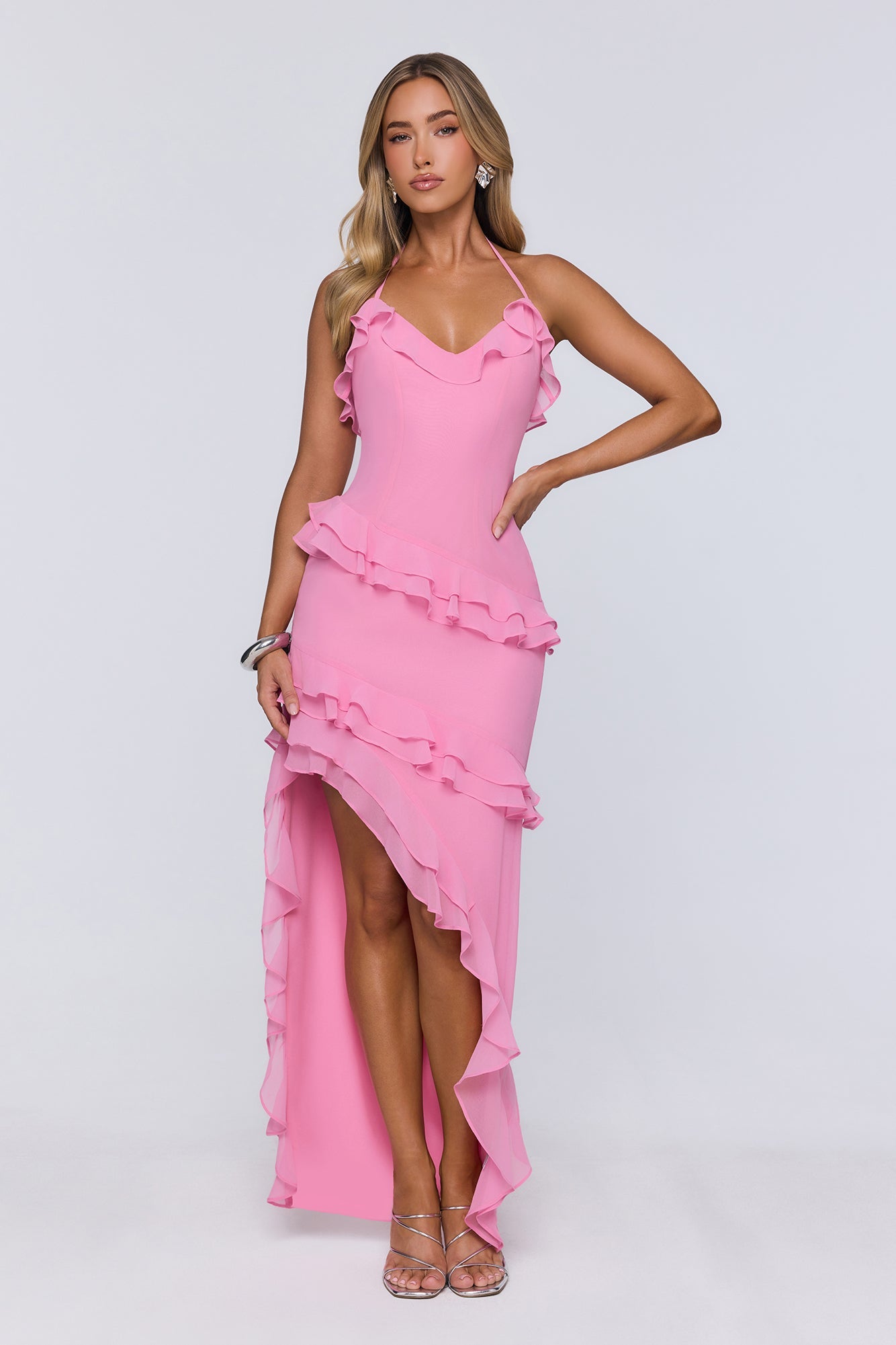 Blossom Secret Halter Maxi Dress Pink