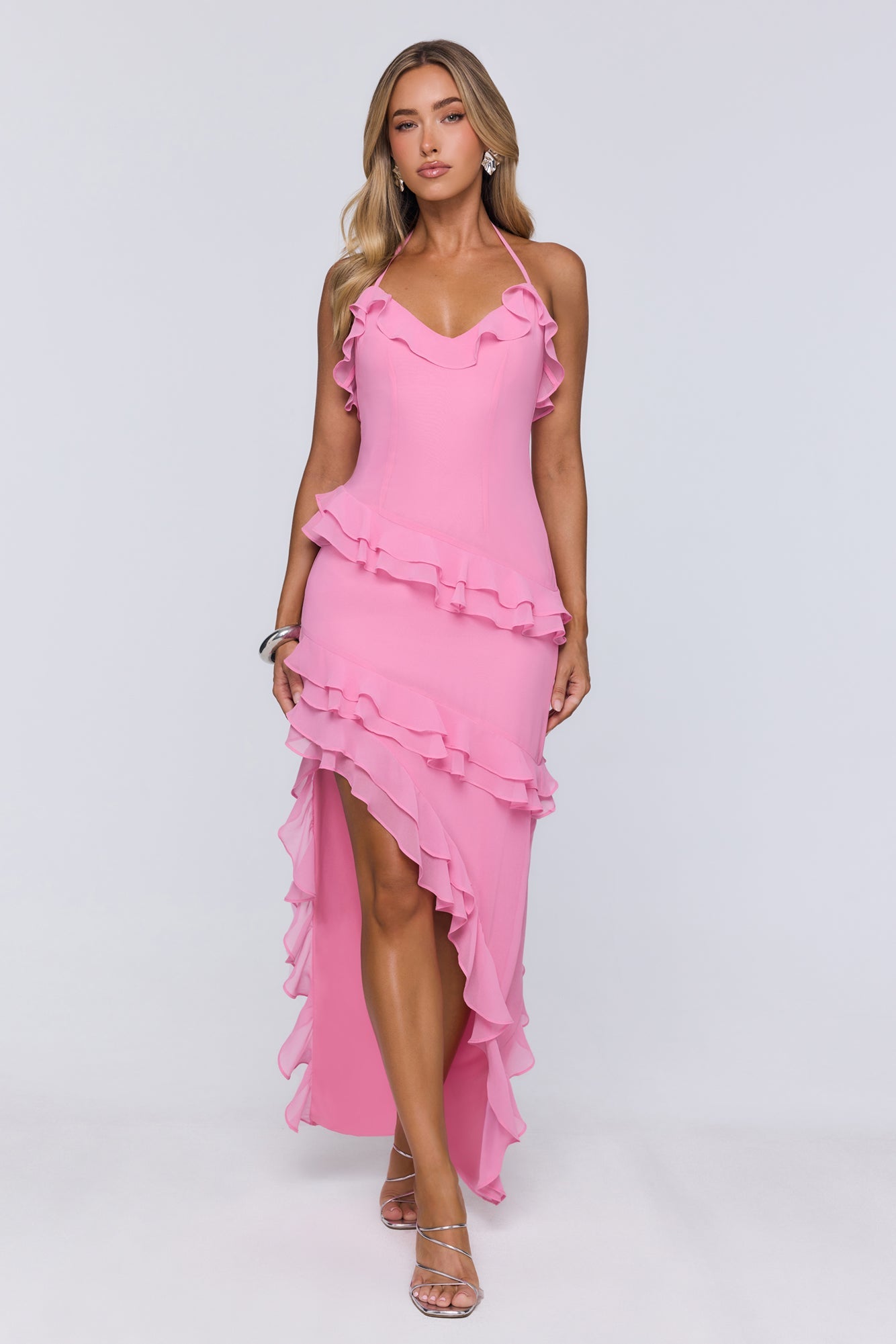 Blossom Secret Halter Maxi Dress Pink