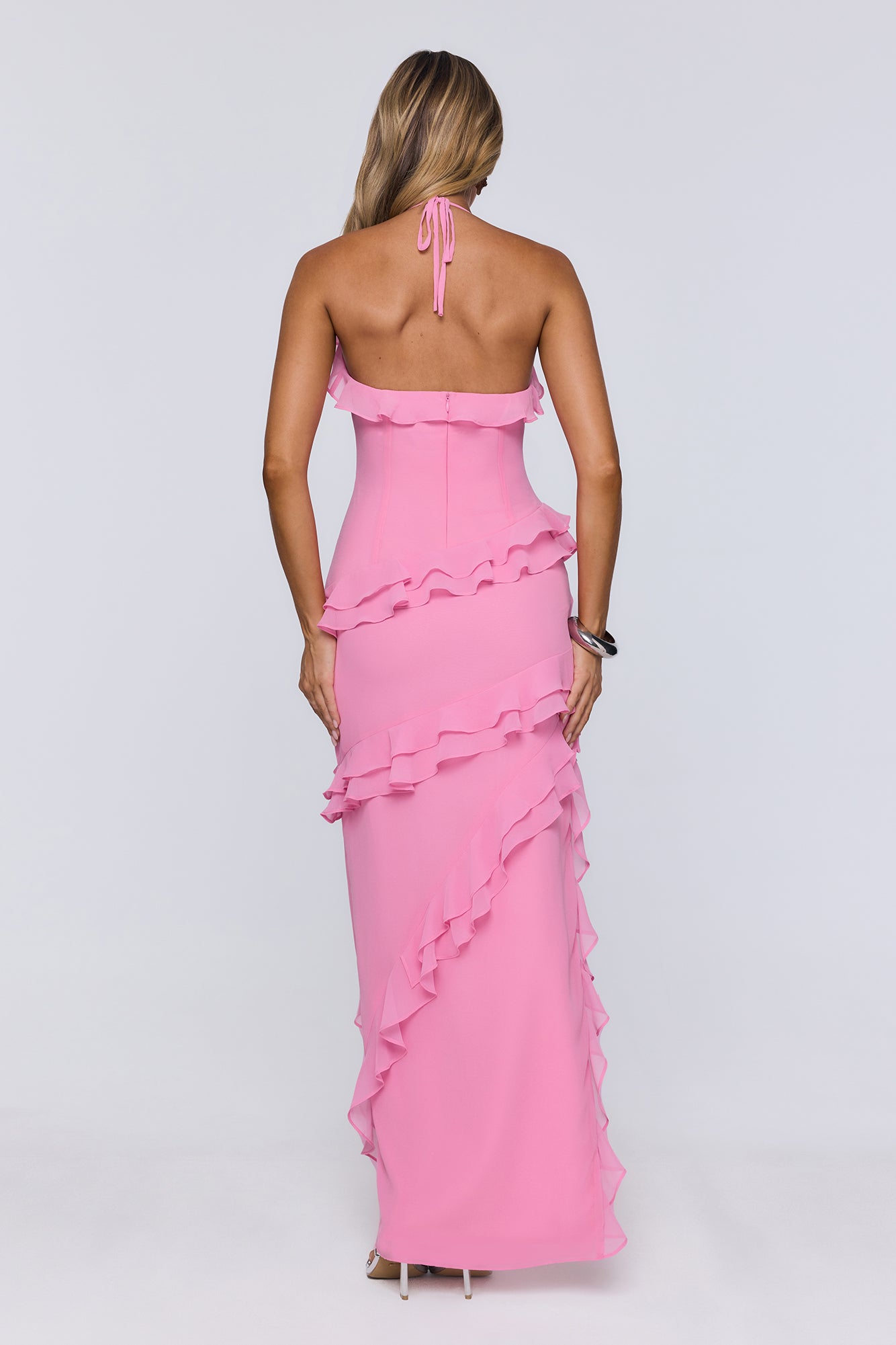 Blossom Secret Halter Maxi Dress Pink