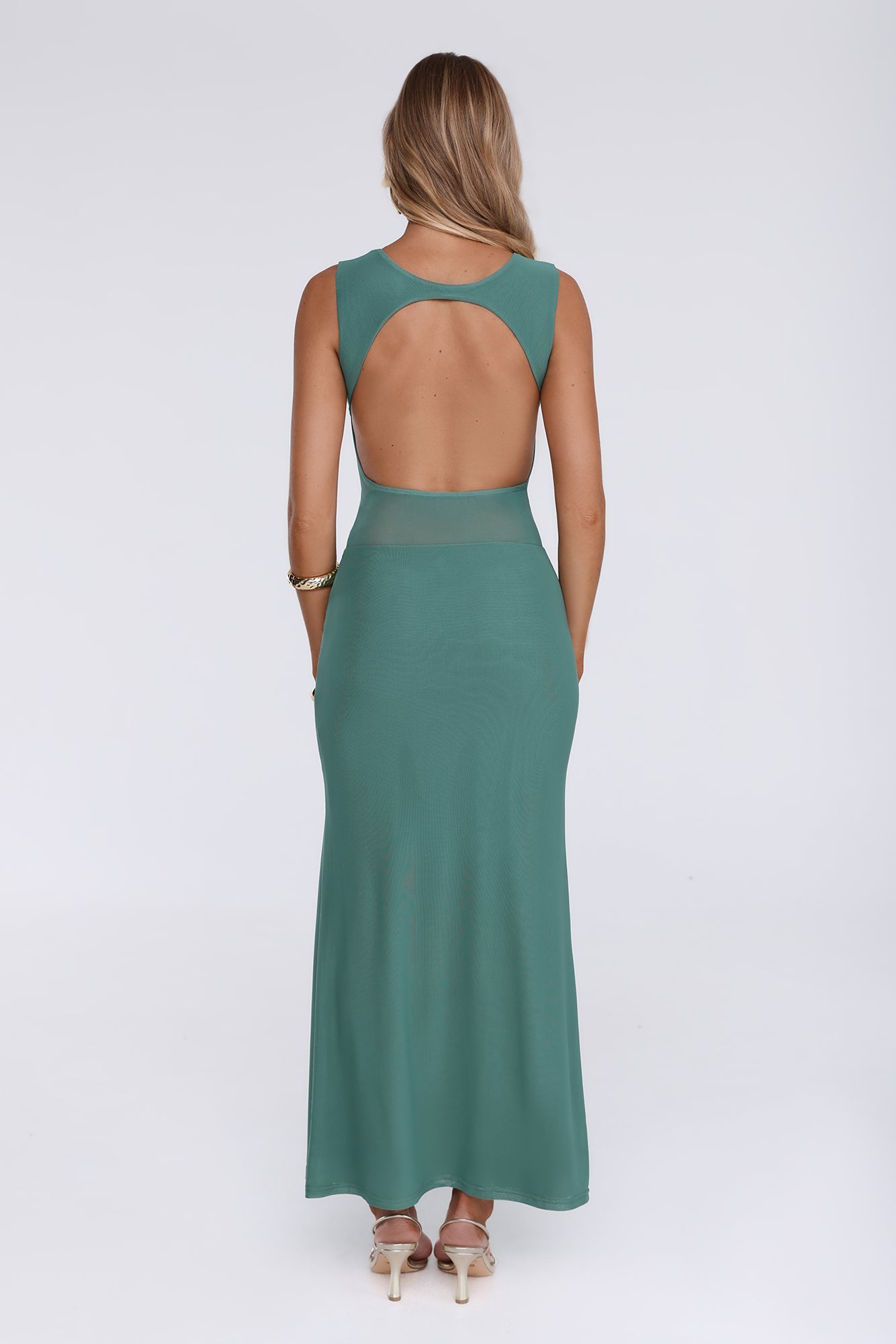 The New Standard Mesh Midi Dress Teal
