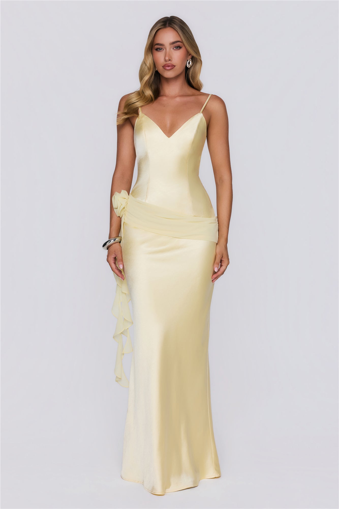 She's A Dream Satin Maxi Dress Yellow