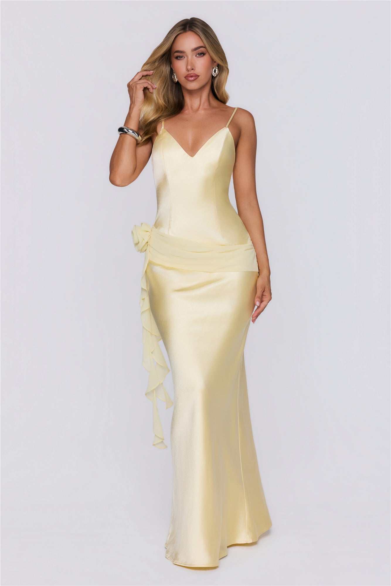 She's A Dream Satin Maxi Dress Yellow