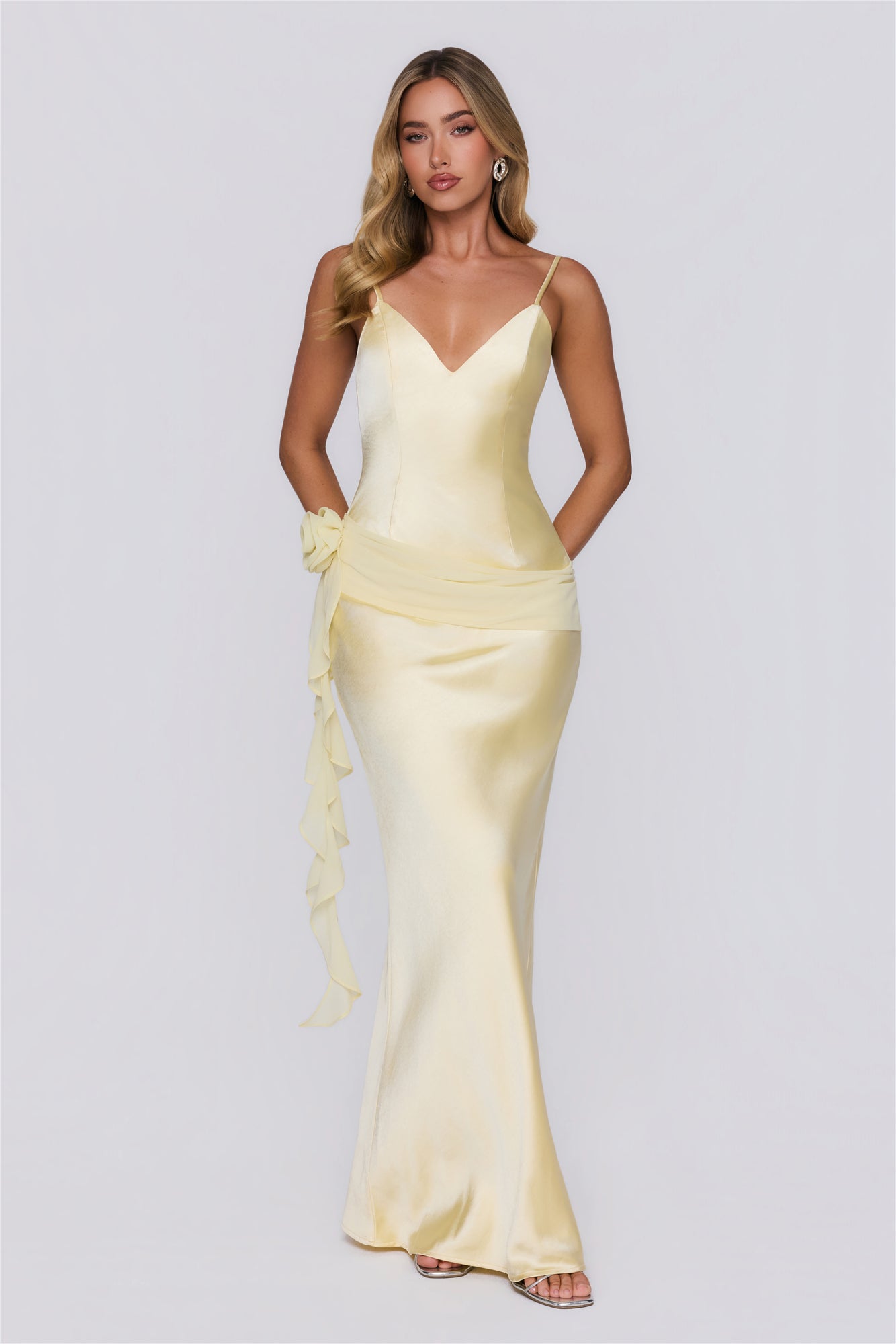 She's A Dream Satin Maxi Dress Yellow