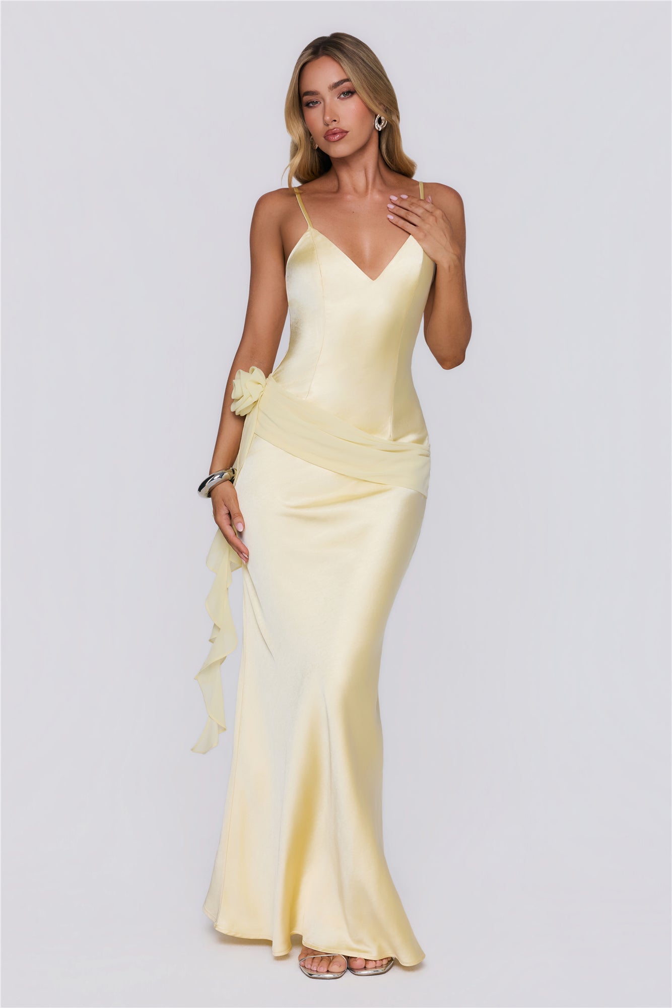 She's A Dream Satin Maxi Dress Yellow