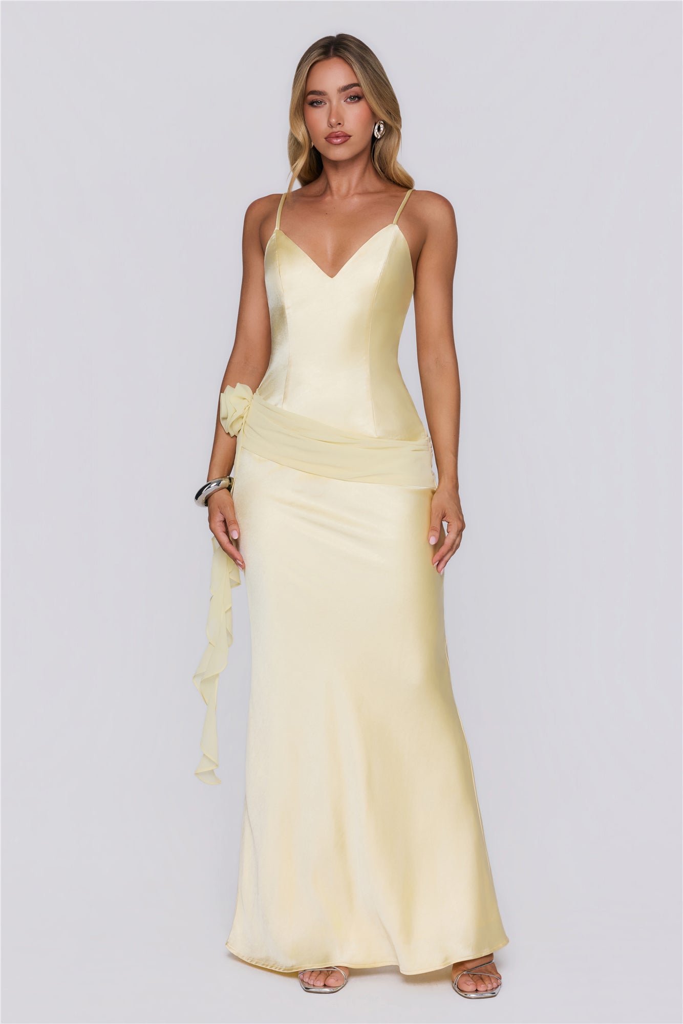 She's A Dream Satin Maxi Dress Yellow