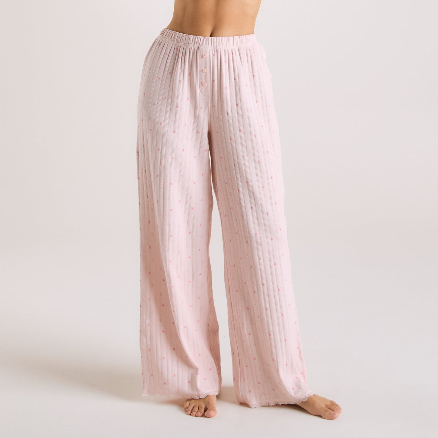 Pointelle Pyjama Bottoms - Pink Floral