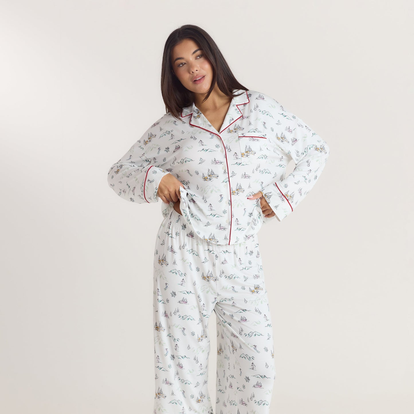 Alpine Dreams Pyjama Shirt - Ski Print