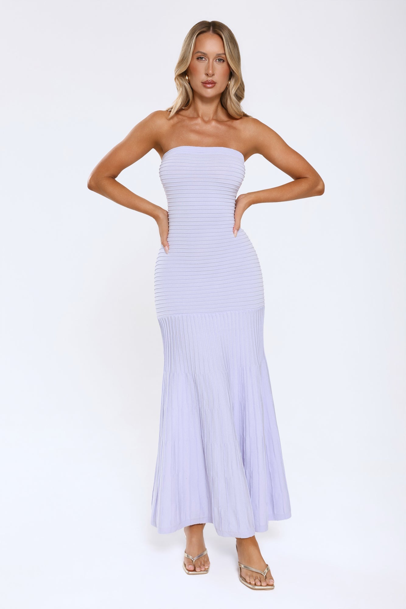 Statement Mode Strapless Maxi Dress Lilac