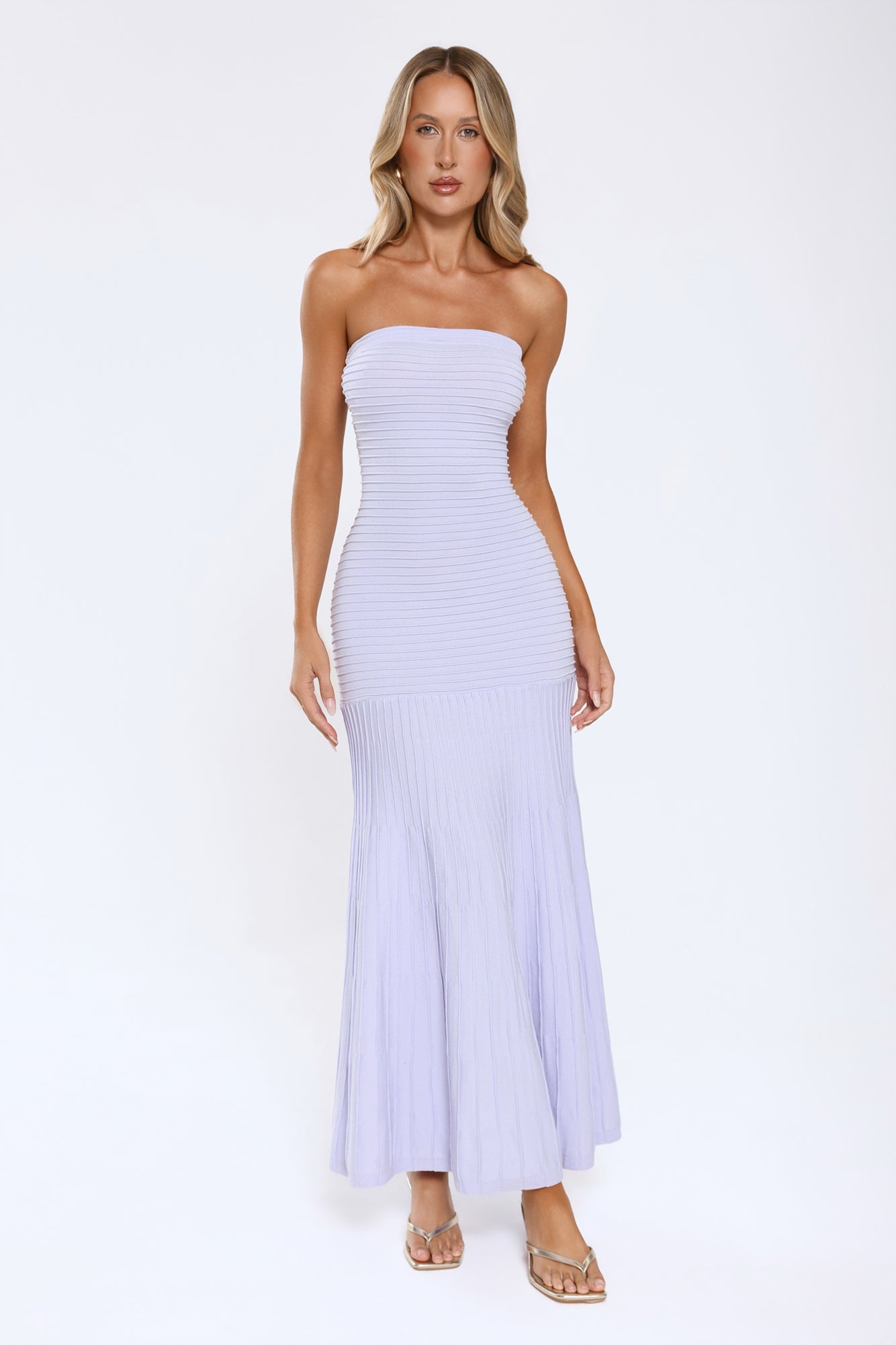 Statement Mode Strapless Maxi Dress Lilac