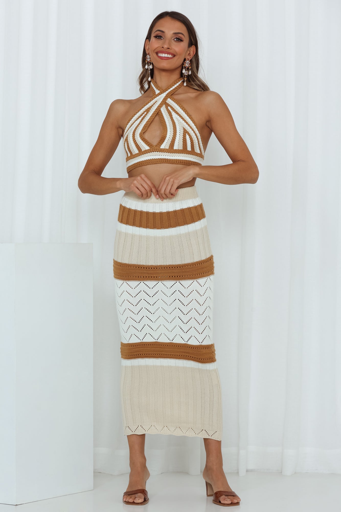 Love These Vibes Crop Camel