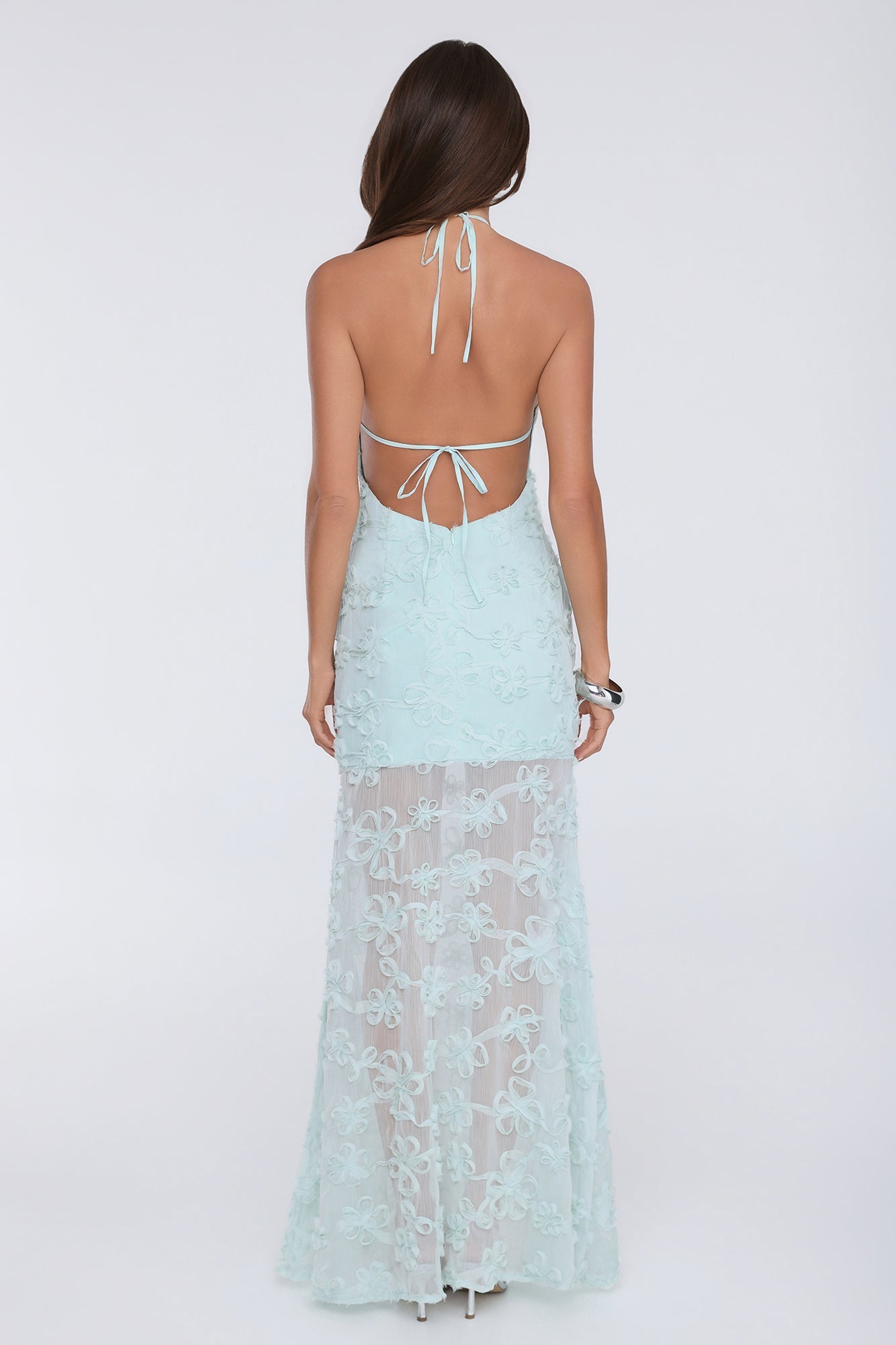 Enchanted Aura Halter Maxi Dress Sage