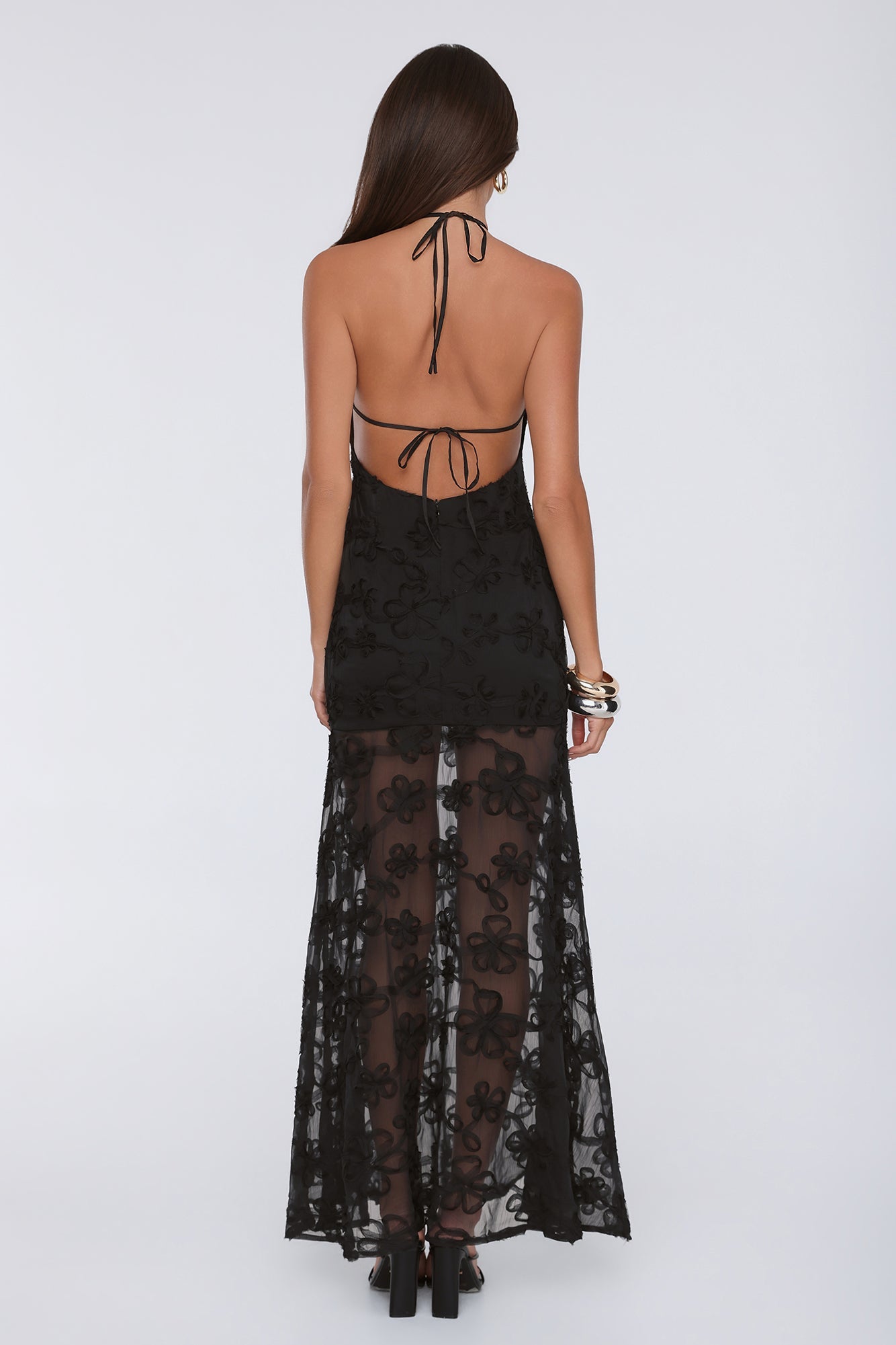 Enchanted Aura Halter Maxi Dress Black