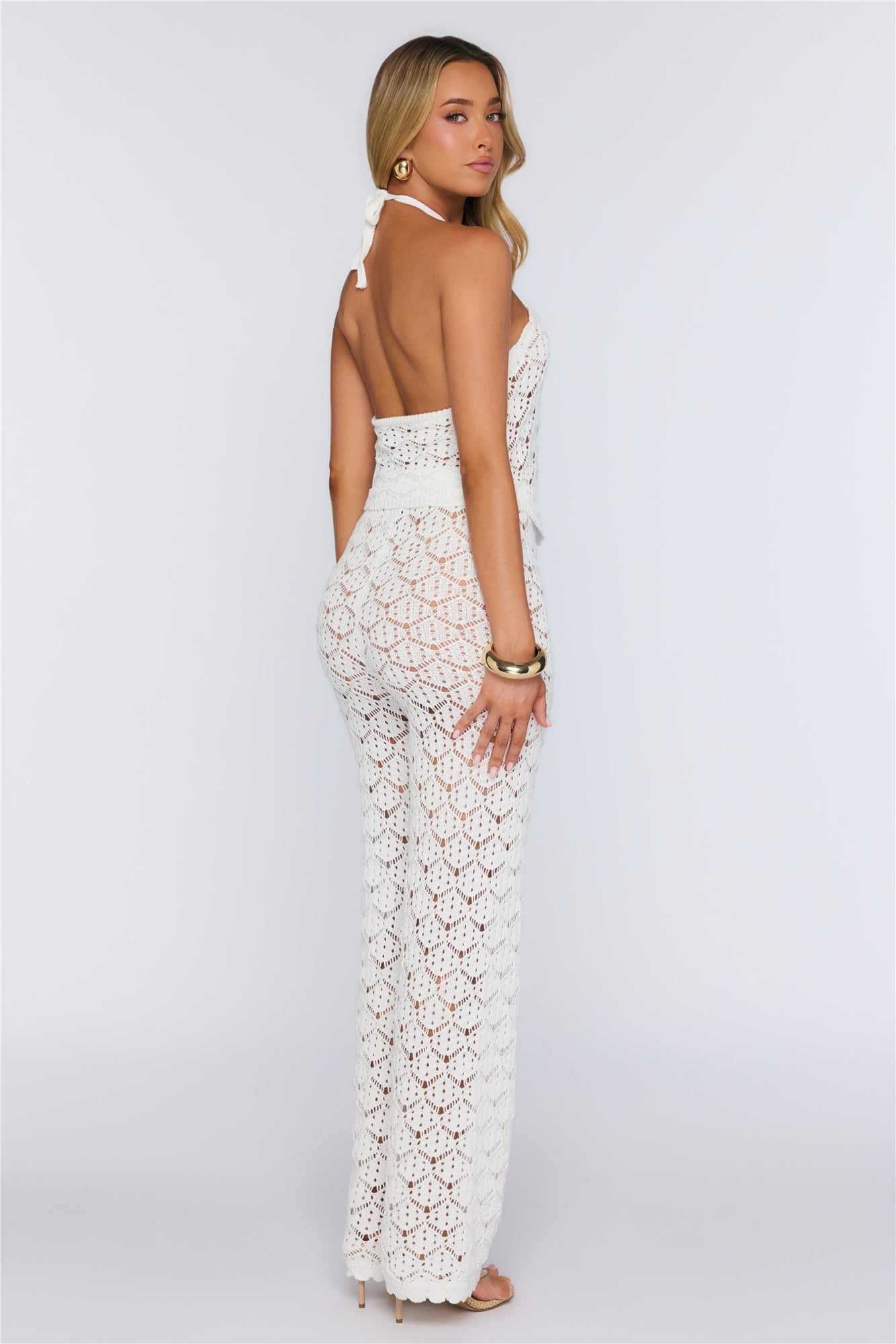 Palm Shade Knit Pants White