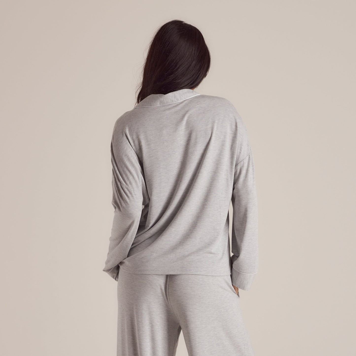 Modal Pyjama Shirt - Grey Marl