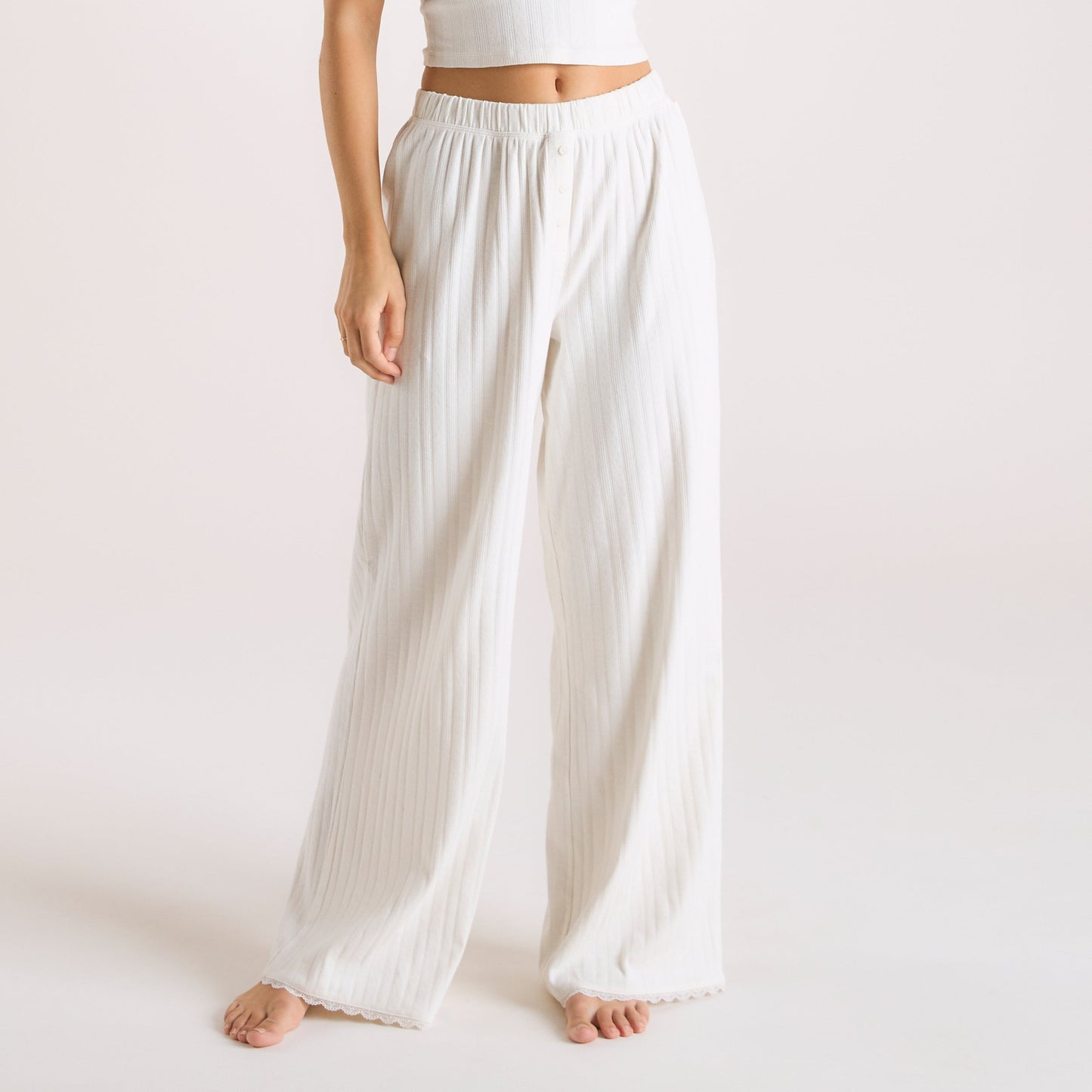 Pointelle Pyjama Bottoms - Cream