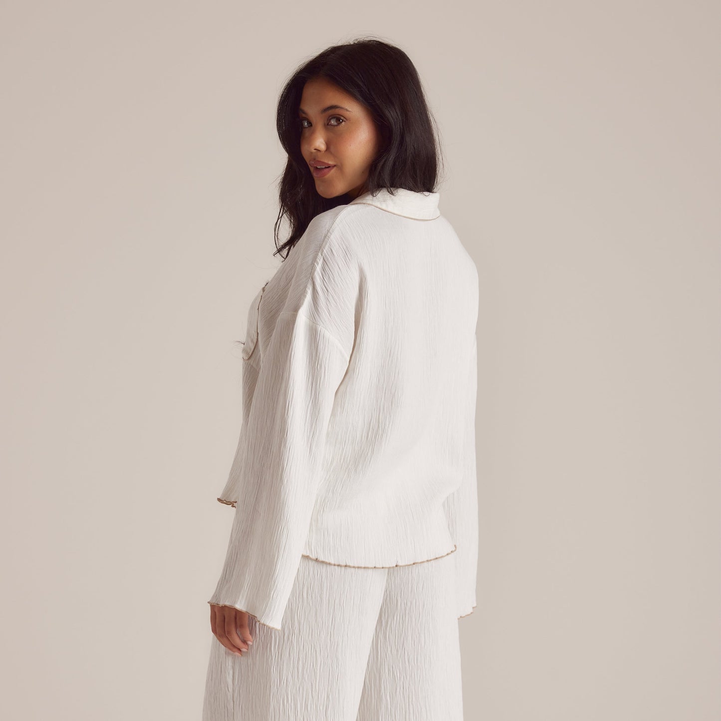 Crinkle Pyjama Shirt - White