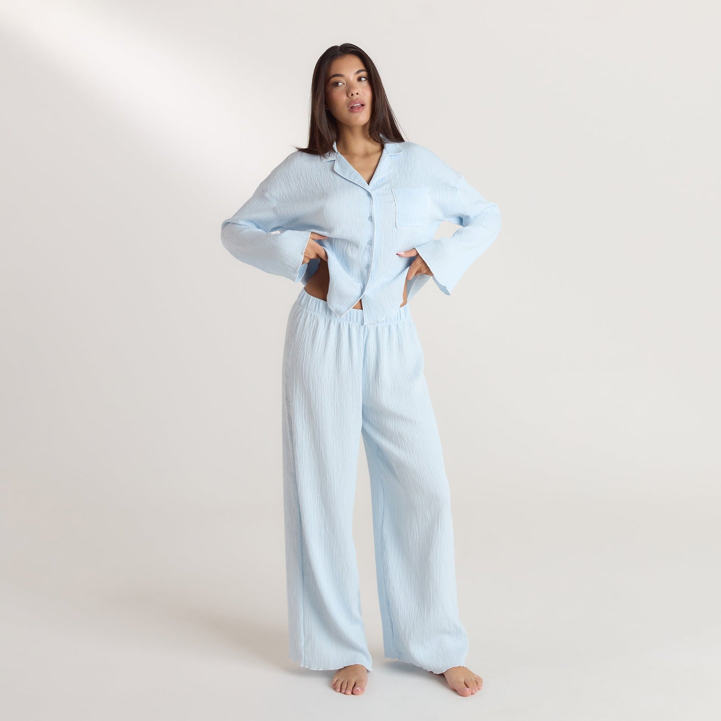 Crinkle Pyjama Shirt - Blue