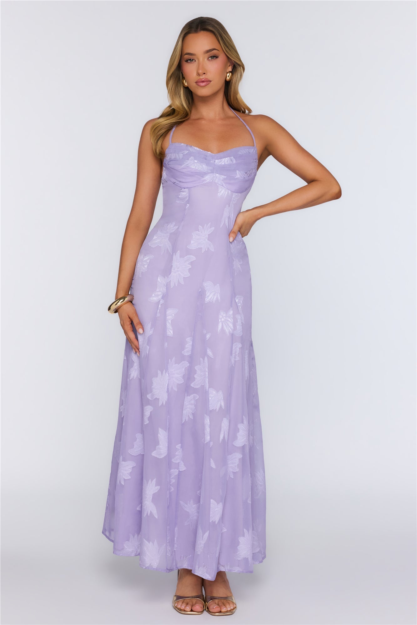 Dress Edit Halter Maxi Dress Purple