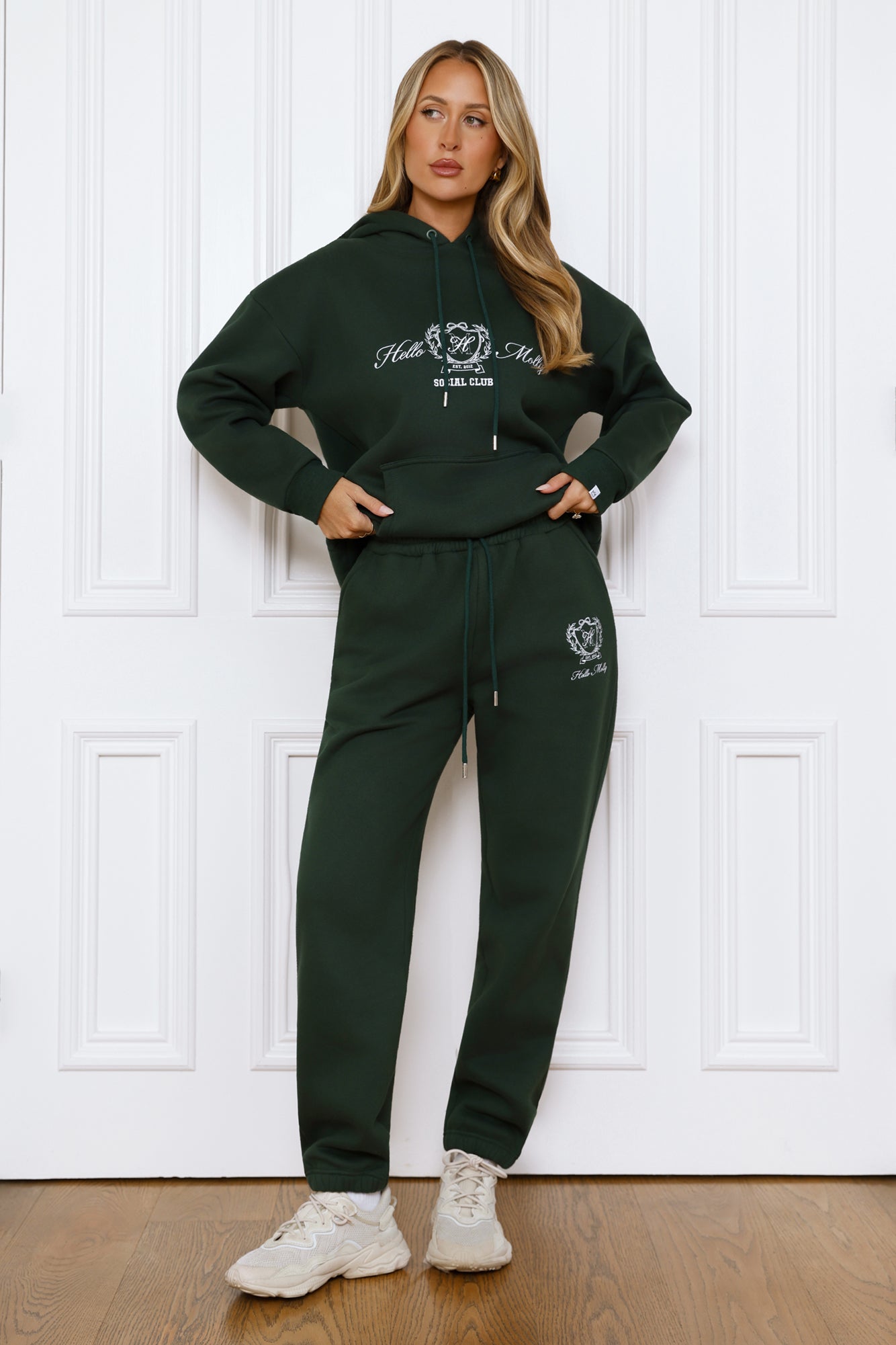 BASE Cuffed Emblem Sweatpants Green