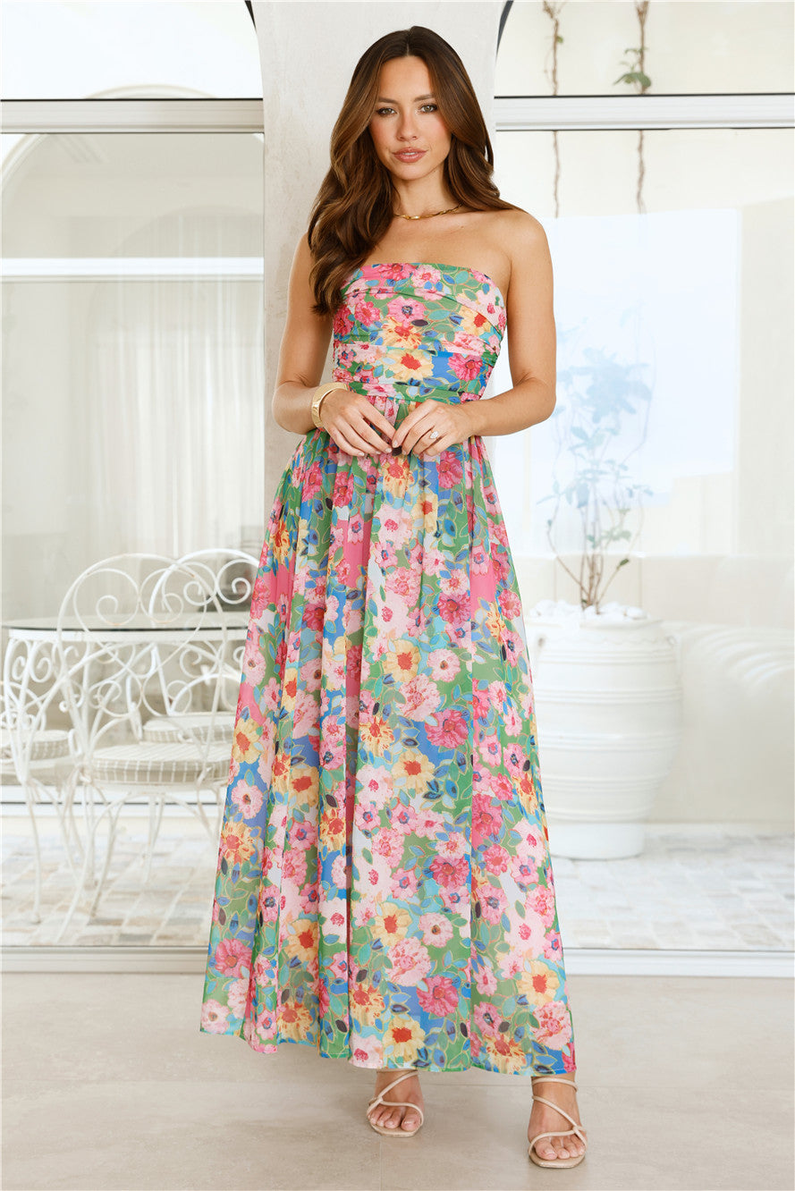 Floral Vibe Strapless Maxi Dress Floral