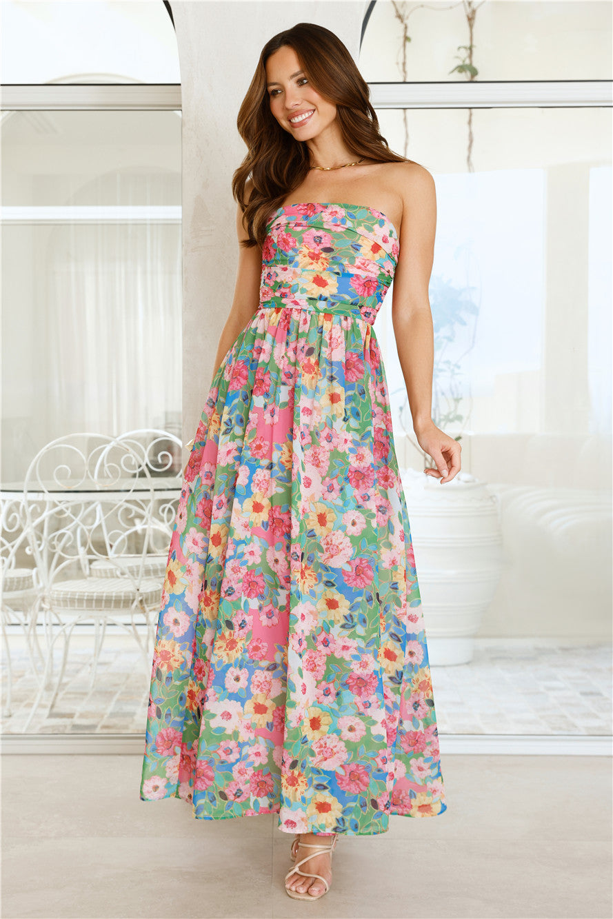 Floral Vibe Strapless Maxi Dress Floral
