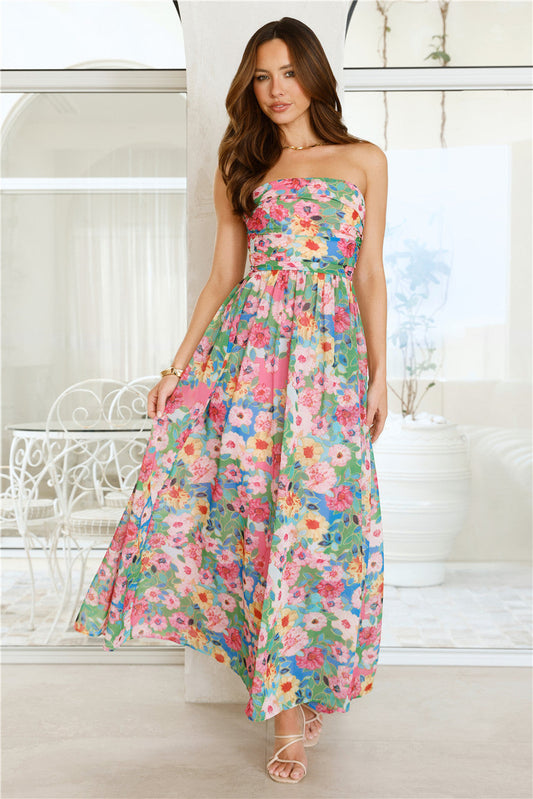 Floral Vibe Strapless Maxi Dress Floral