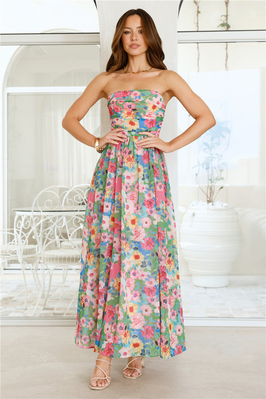 Floral Vibe Strapless Maxi Dress Floral