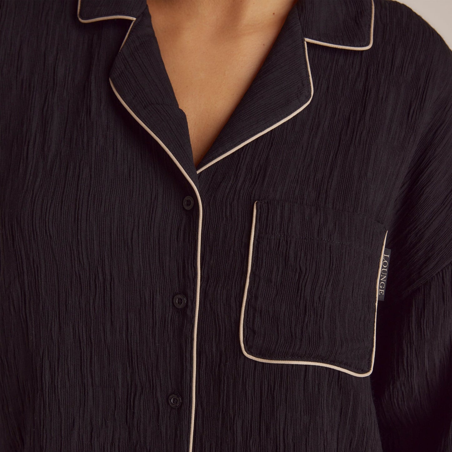 Crinkle Pyjama Shirt - Black