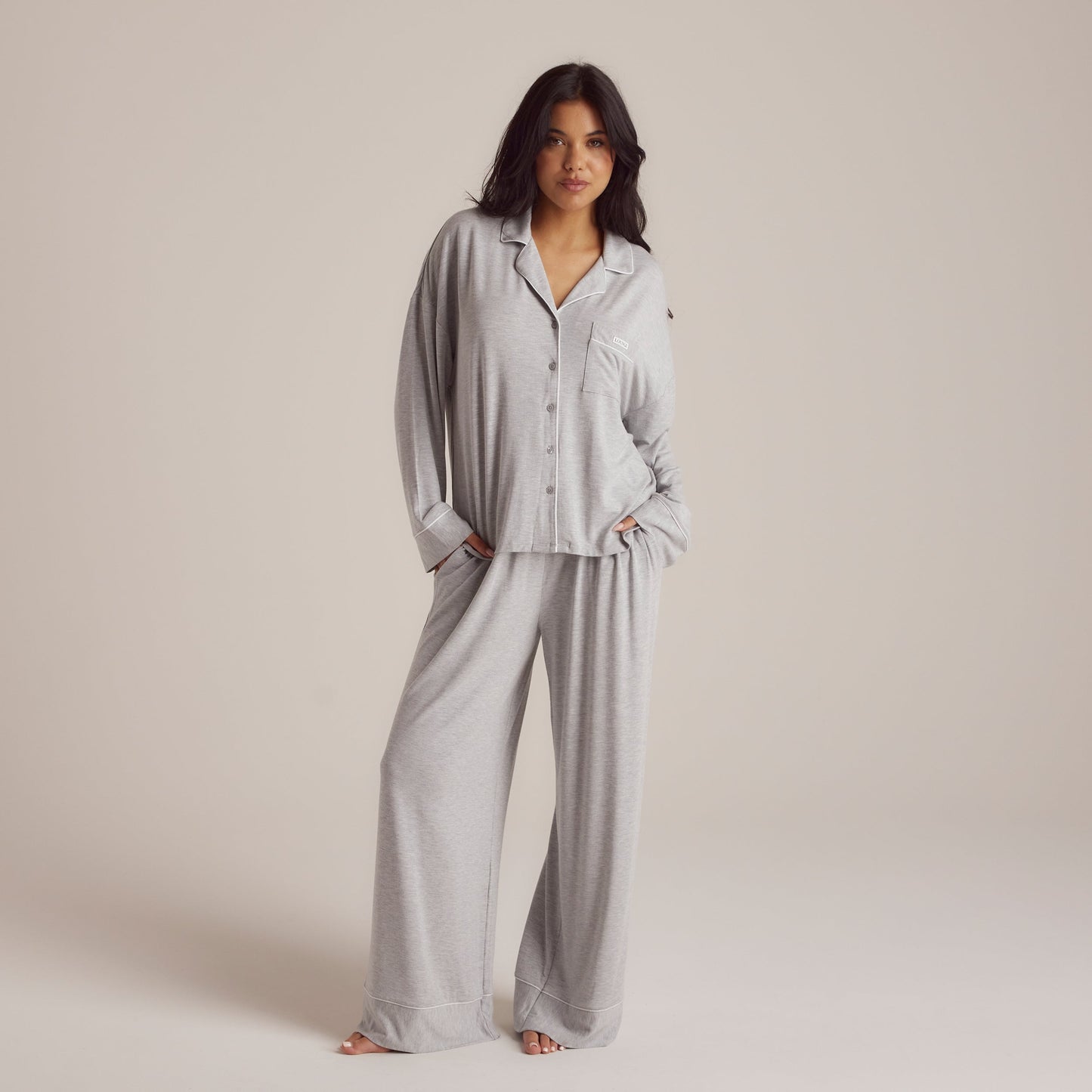 Modal Pyjama Shirt - Grey Marl