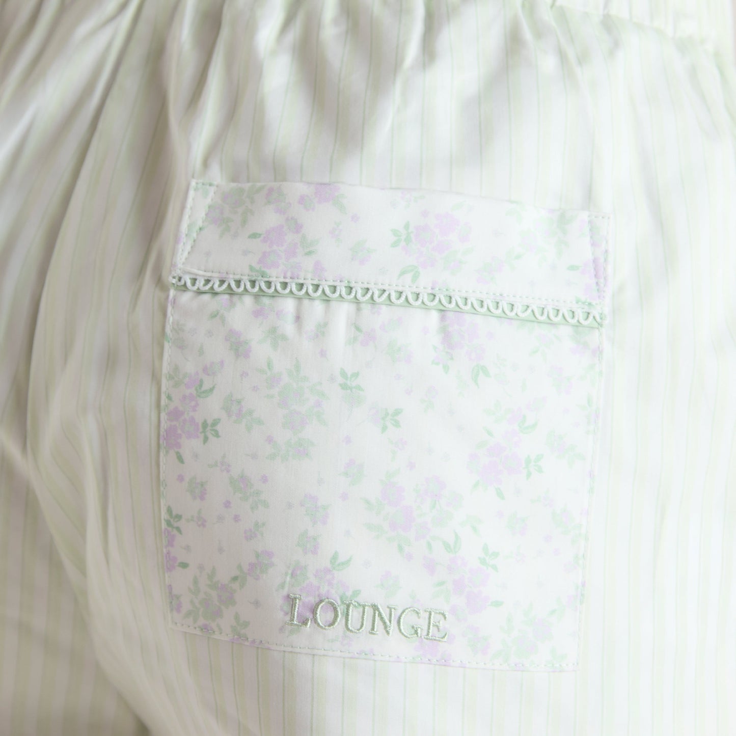 Bloom & Stripe Pyjama Shorts - Sage