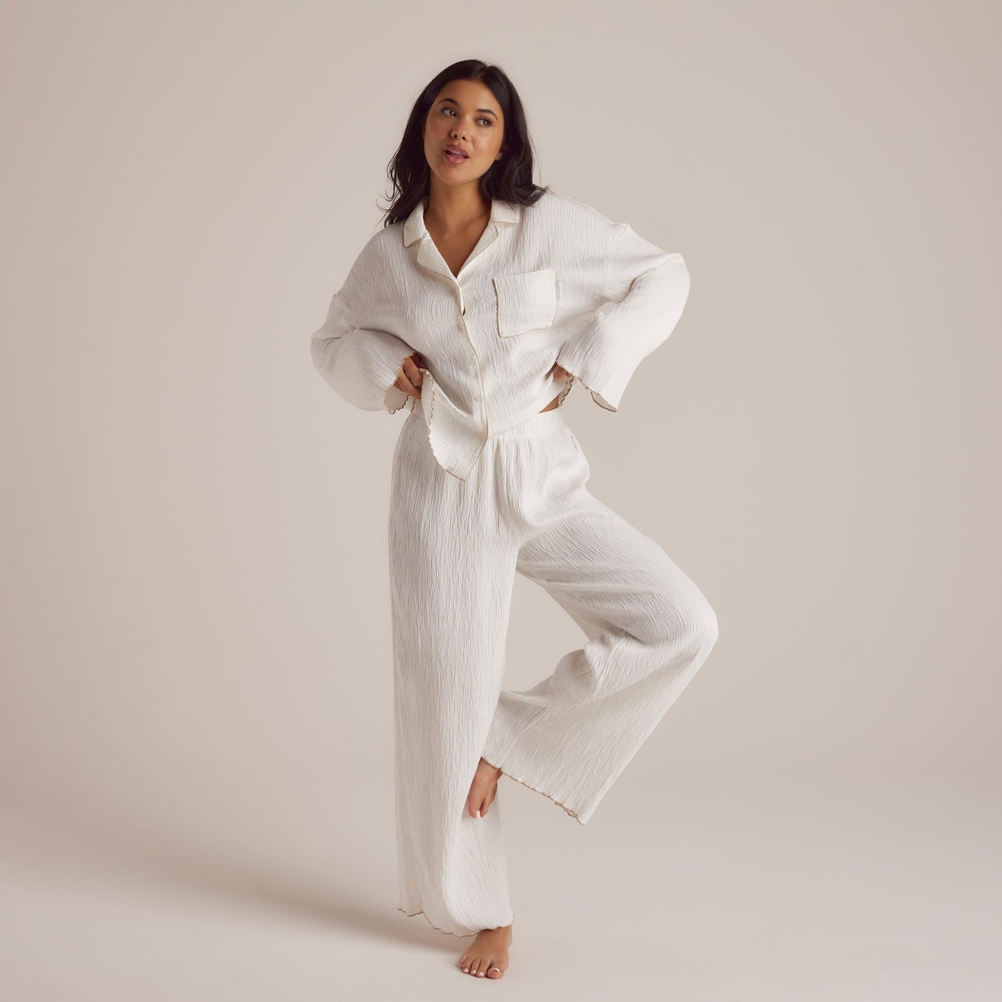 Crinkle Pyjama Shirt - White