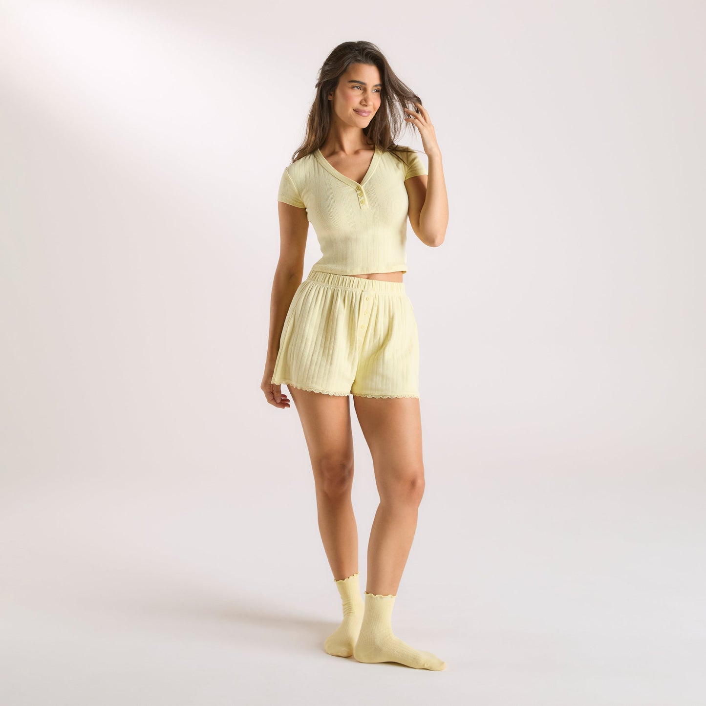 Pointelle Pyjama Shorts - Buttercup Yellow