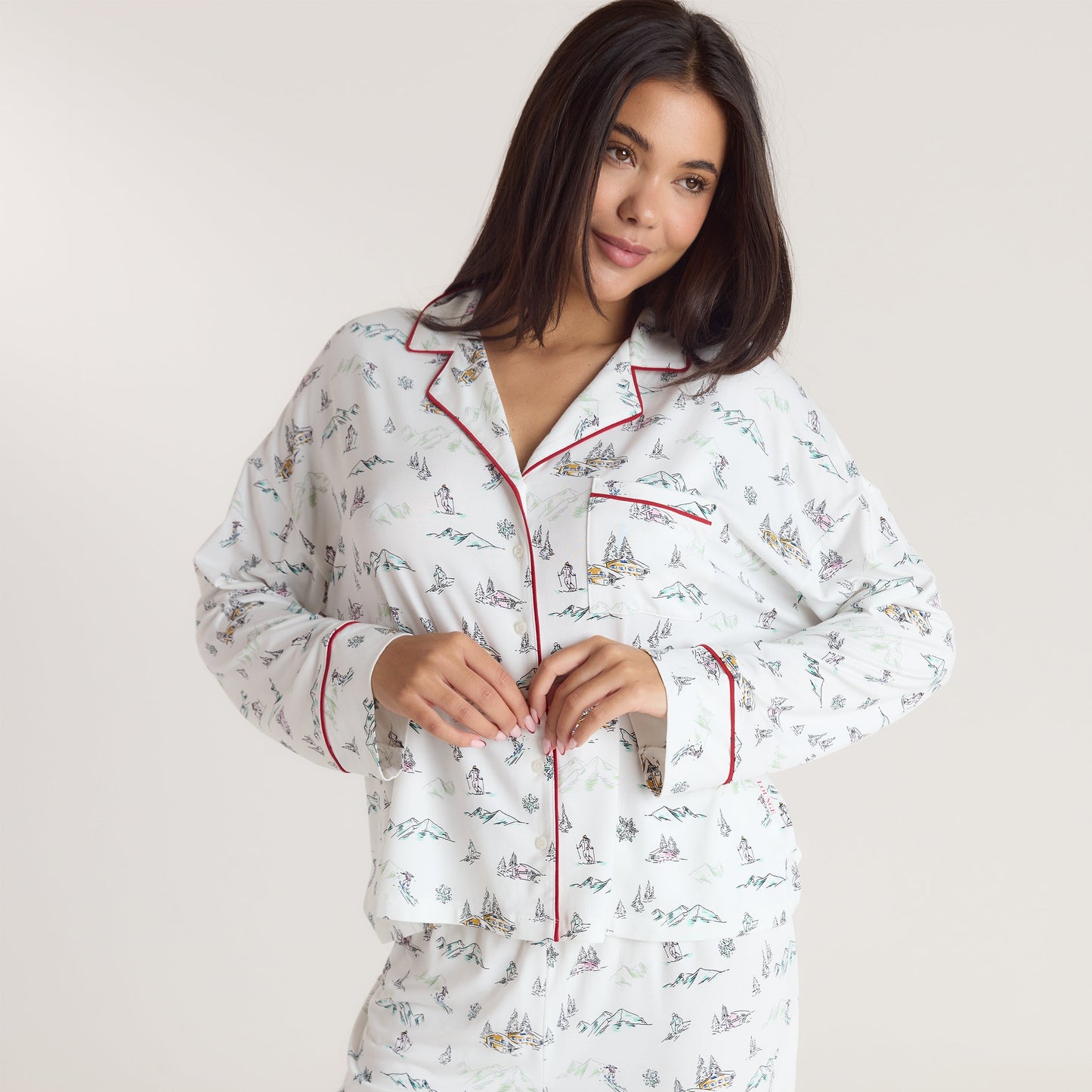 Alpine Dreams Pyjama Shirt - Ski Print