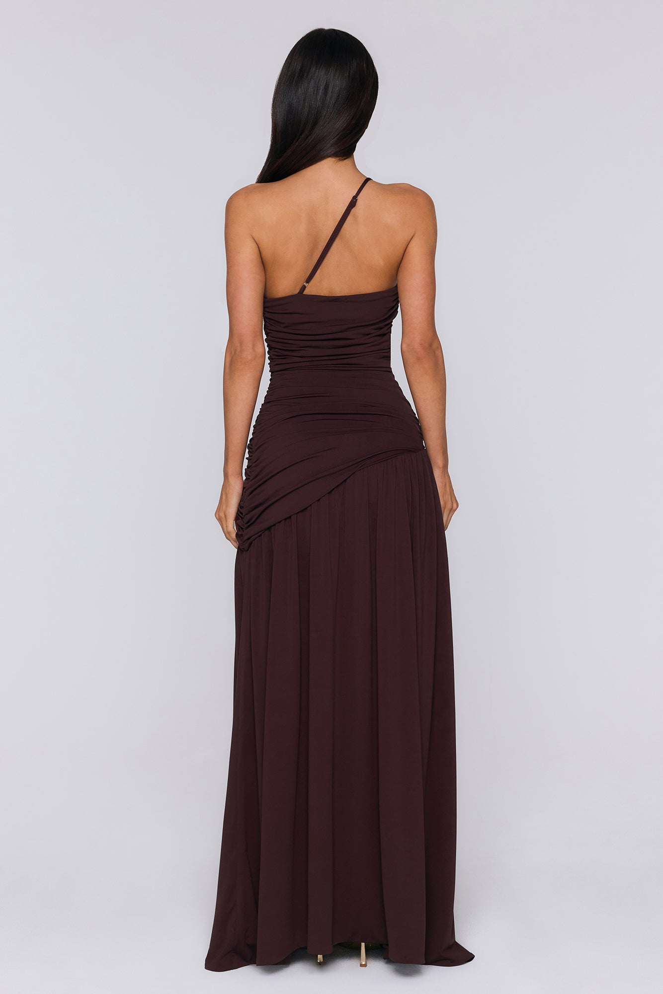 Spun In The Sun One Shoulder Maxi Dress Brown