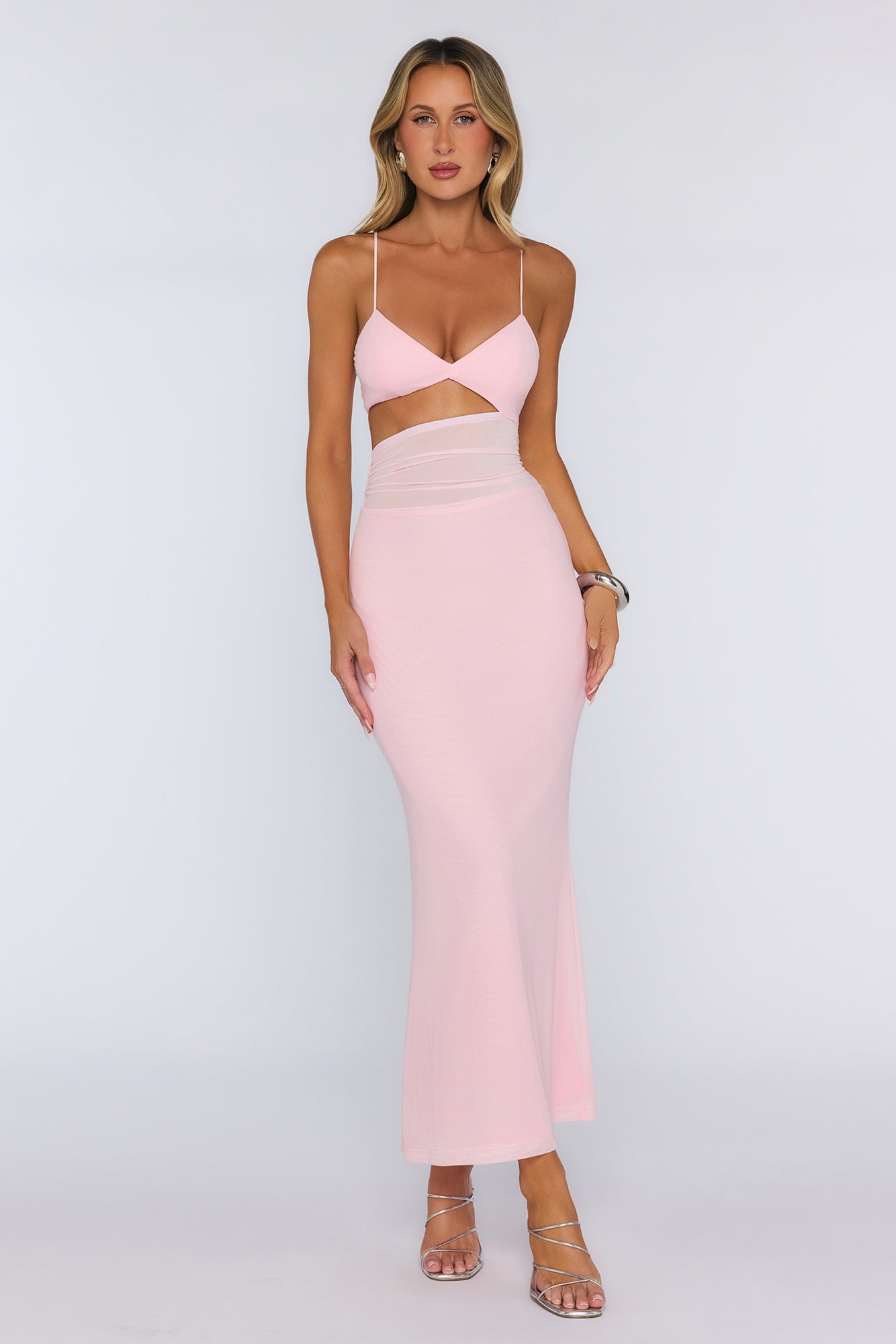 Poised Perfection Mesh Maxi Dress Pink