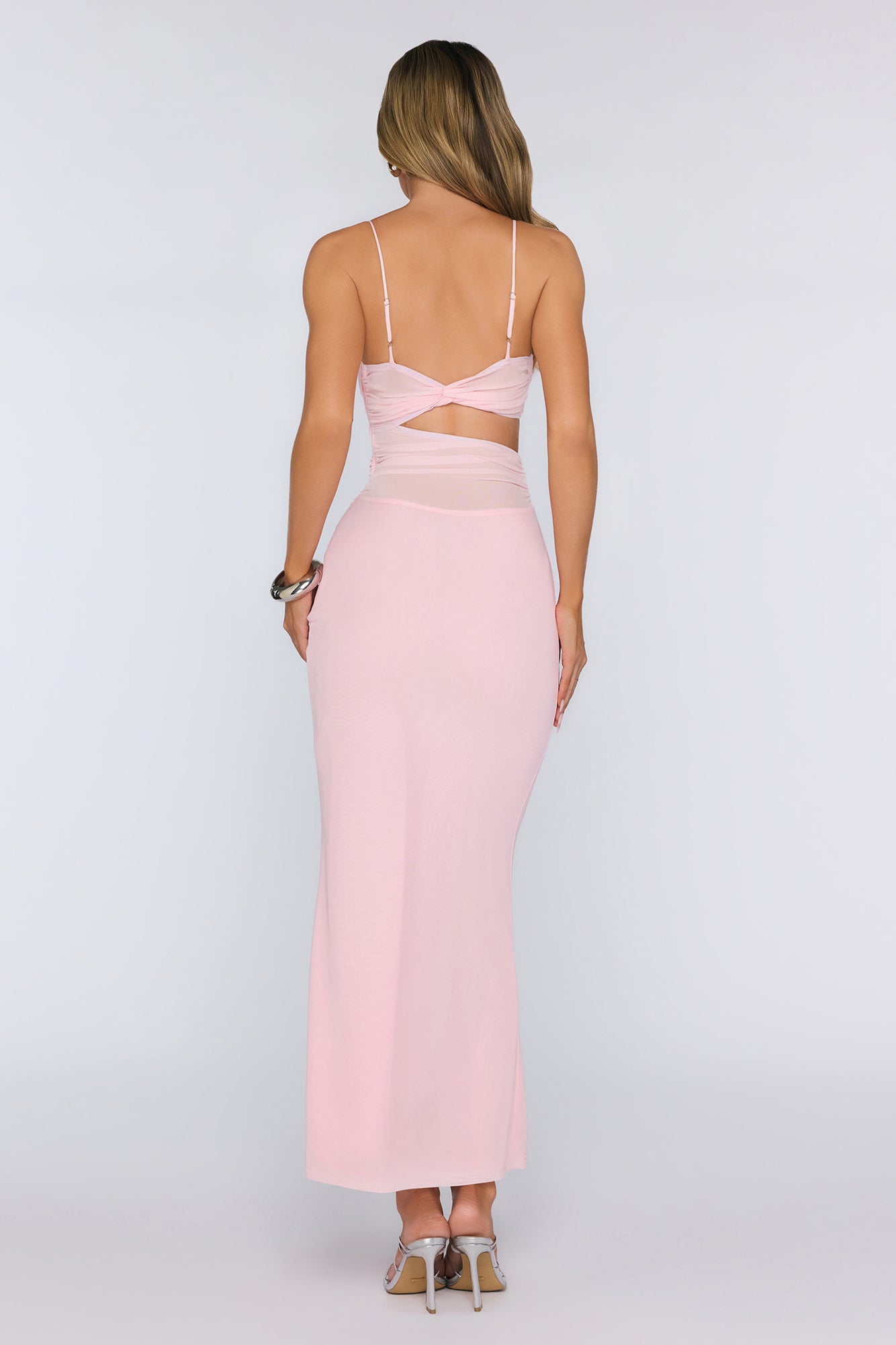 Poised Perfection Mesh Maxi Dress Pink