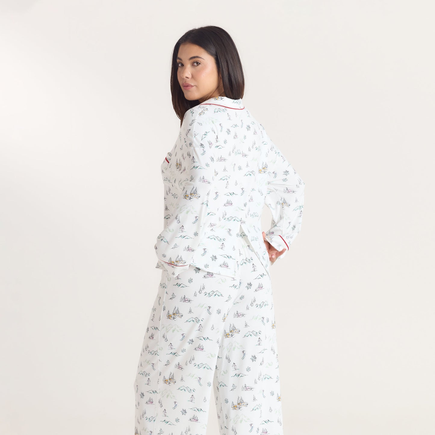 Alpine Dreams Pyjama Shirt - Ski Print