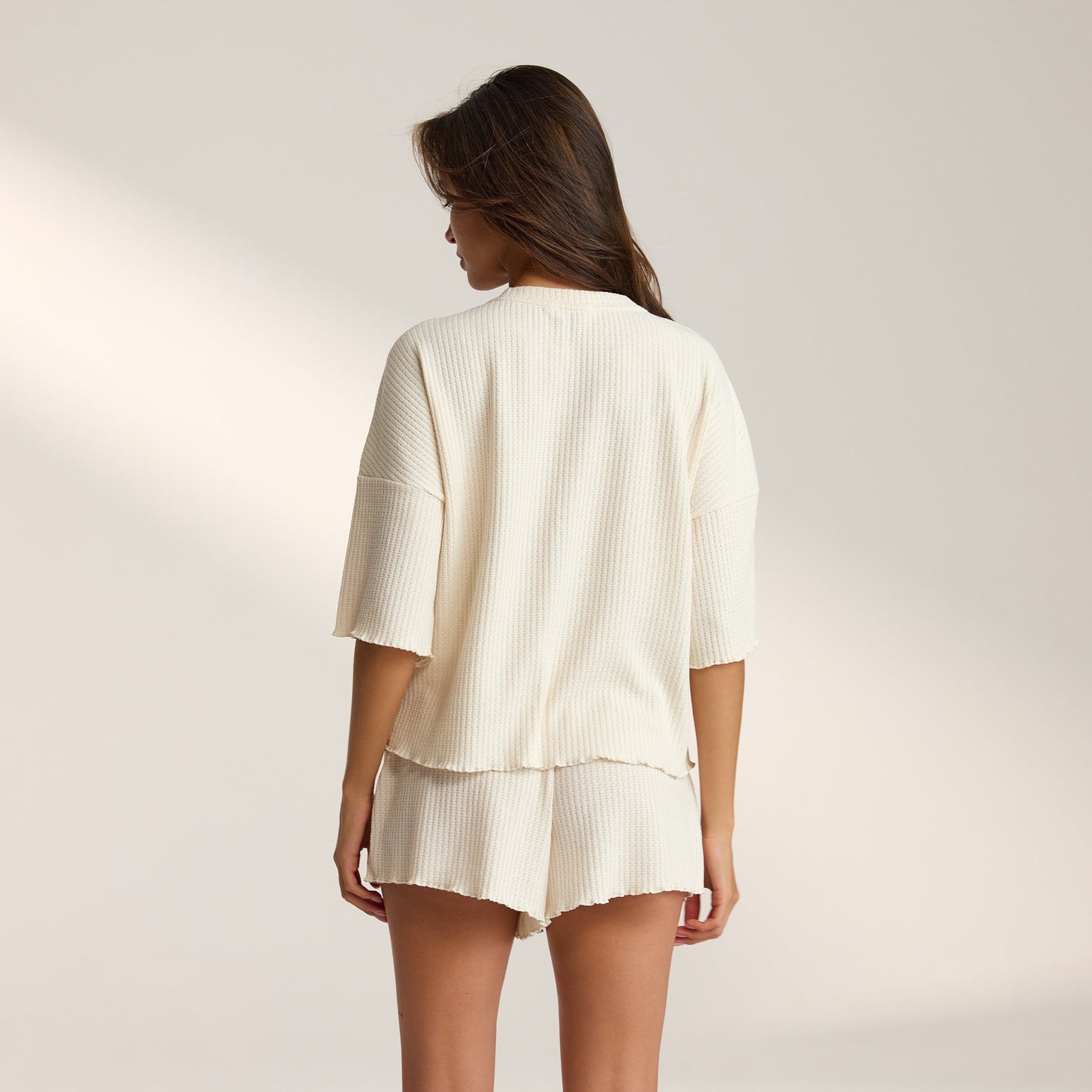 Soft Waffle Pyjama Top - Cream