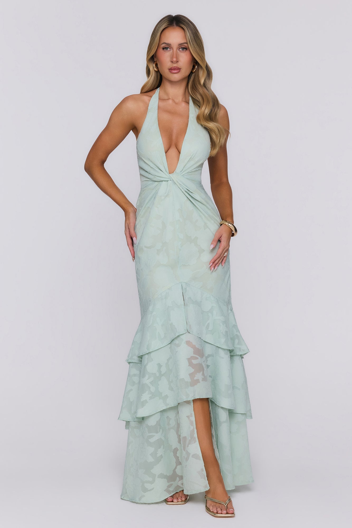 Take The Chance Halter Maxi Dress Sage