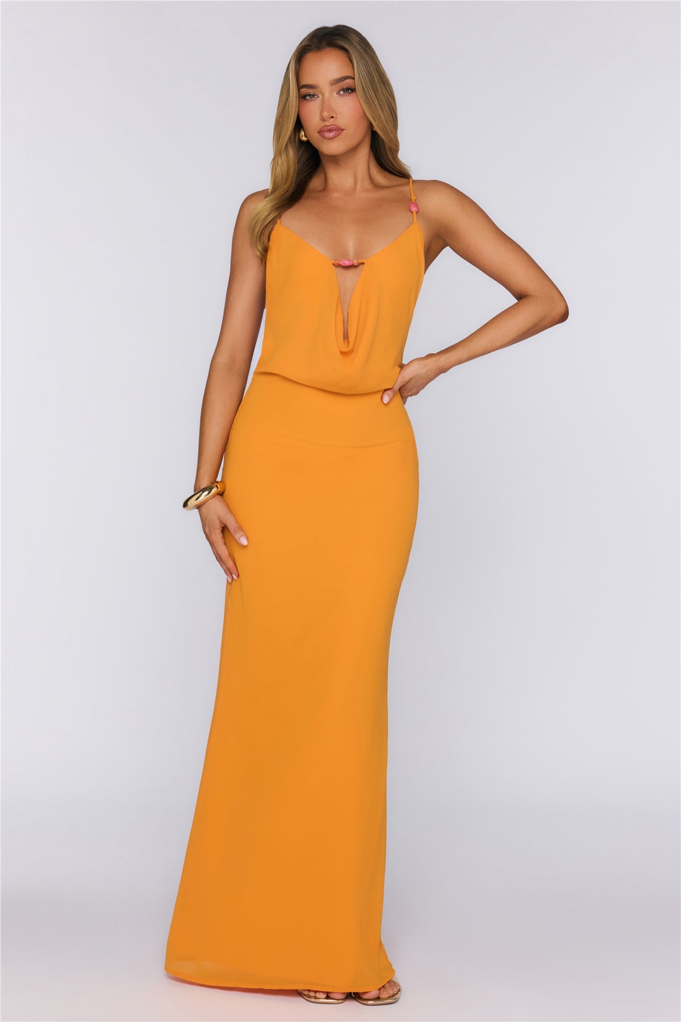 Coral Glow Maxi Dress Orange