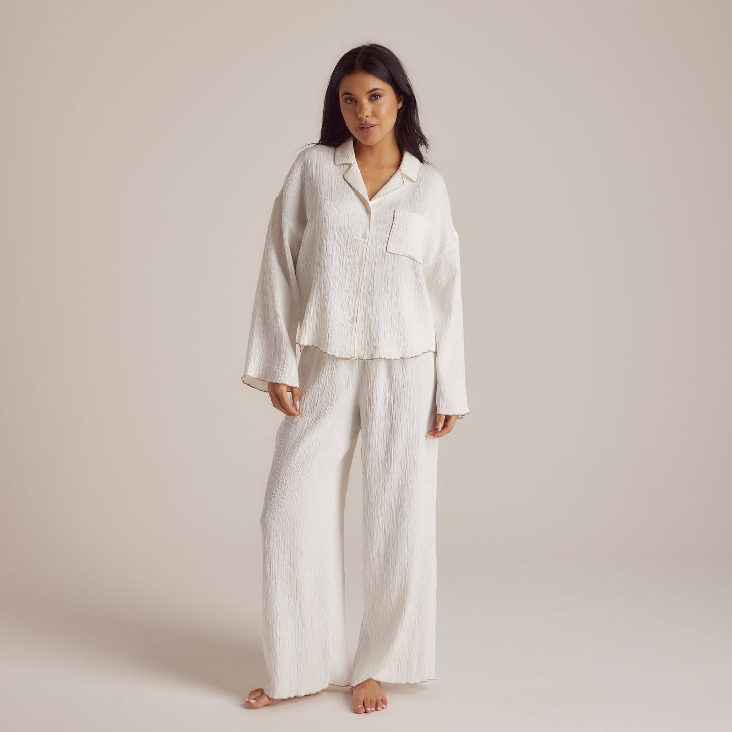 Crinkle Pyjama Shirt - White