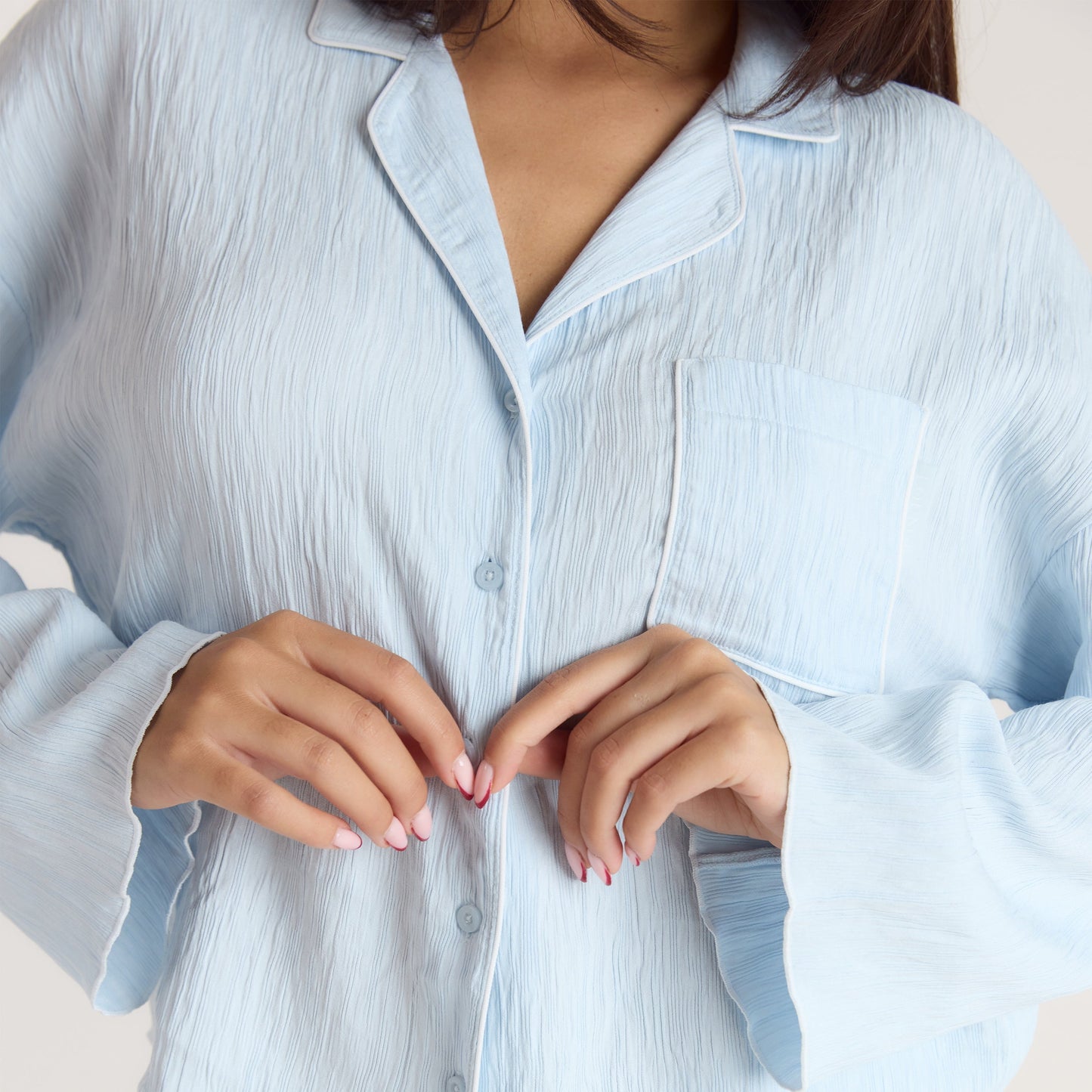 Crinkle Pyjama Shirt - Blue