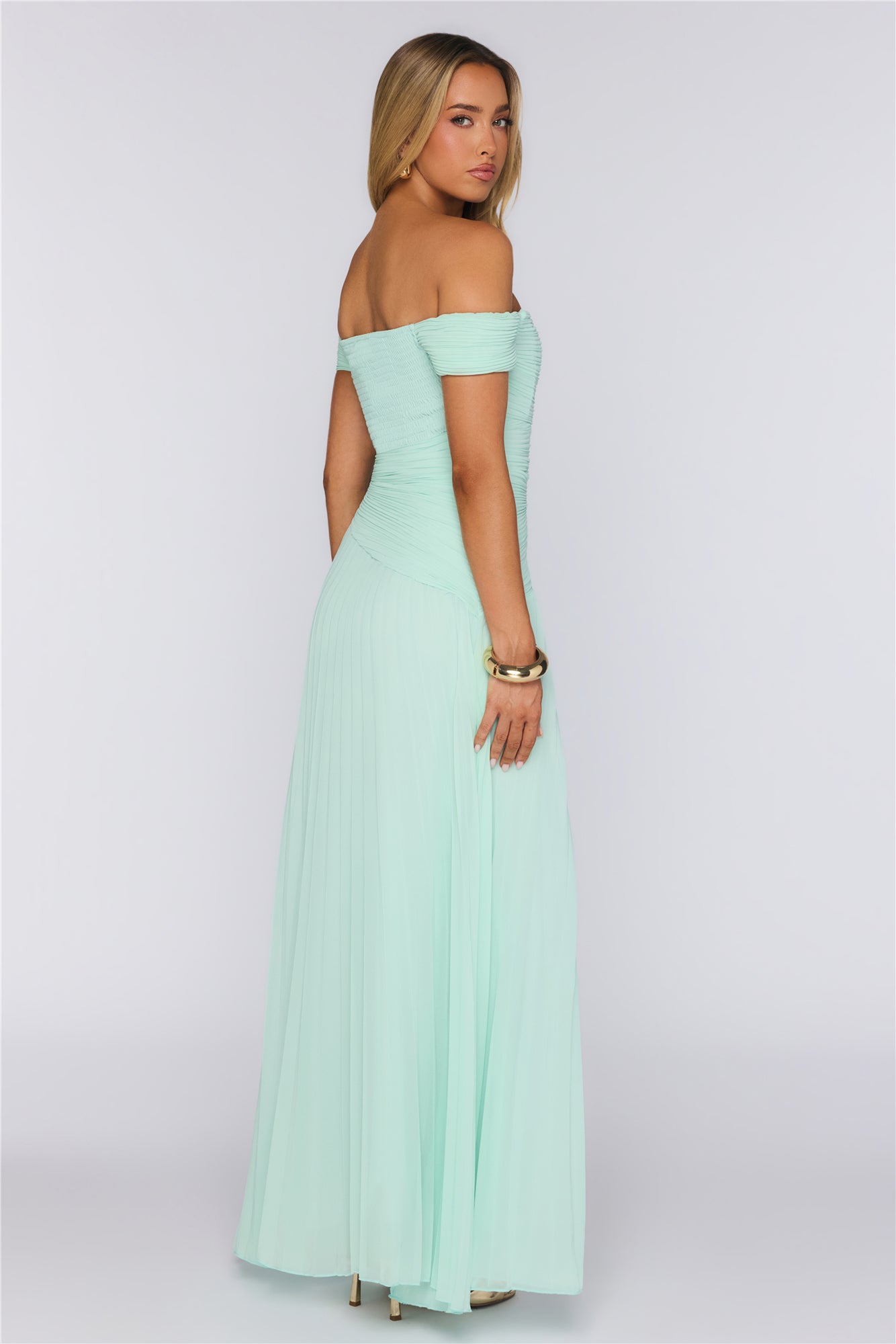 The Look Speaks Off Shoulder Maxi Dress Mint
