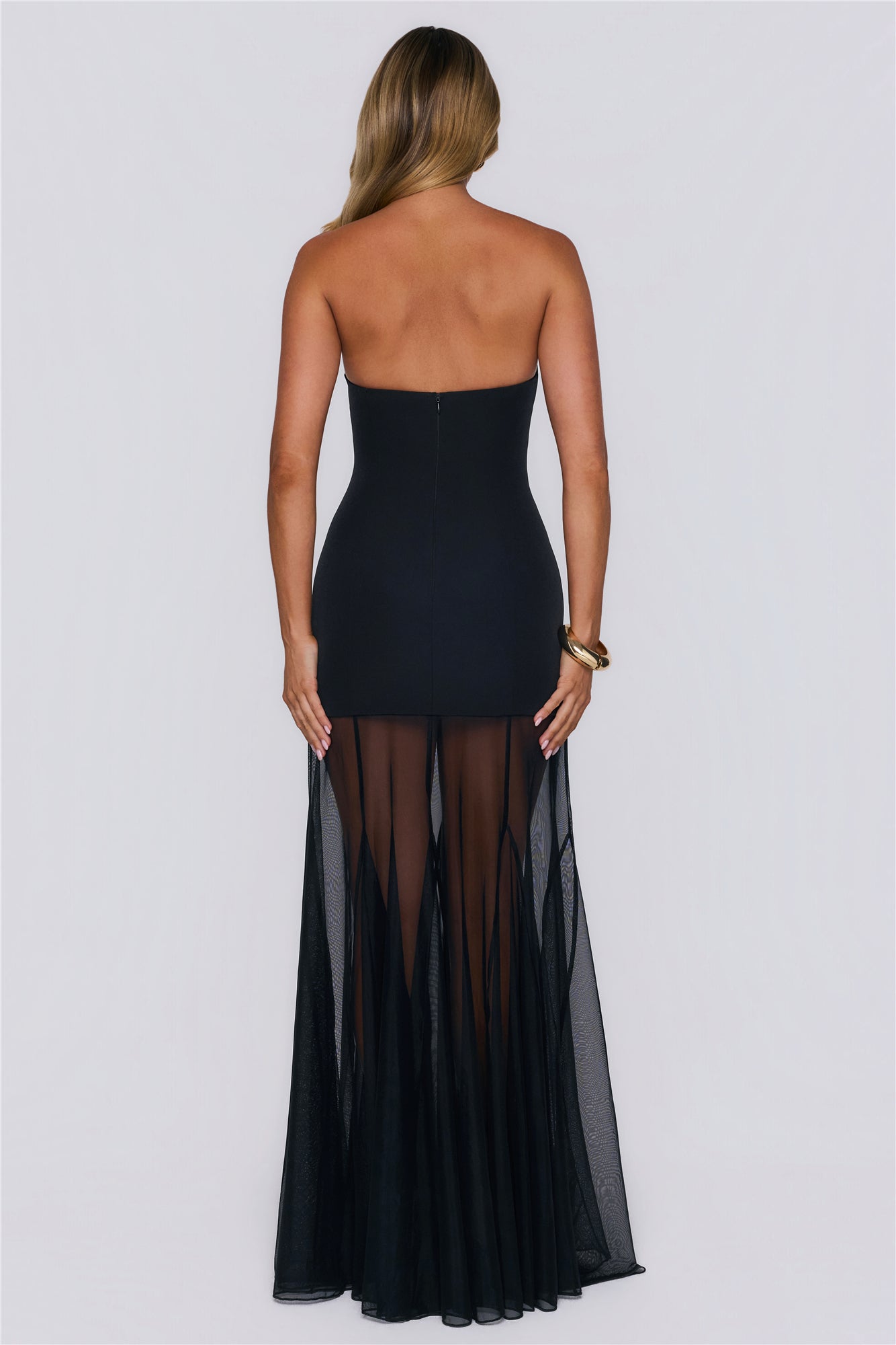 Dewkissed Bloom Strapless Maxi Dress Black