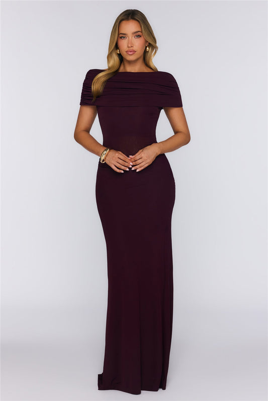 Darling Party Off Shoulder Maxi Dress Wine