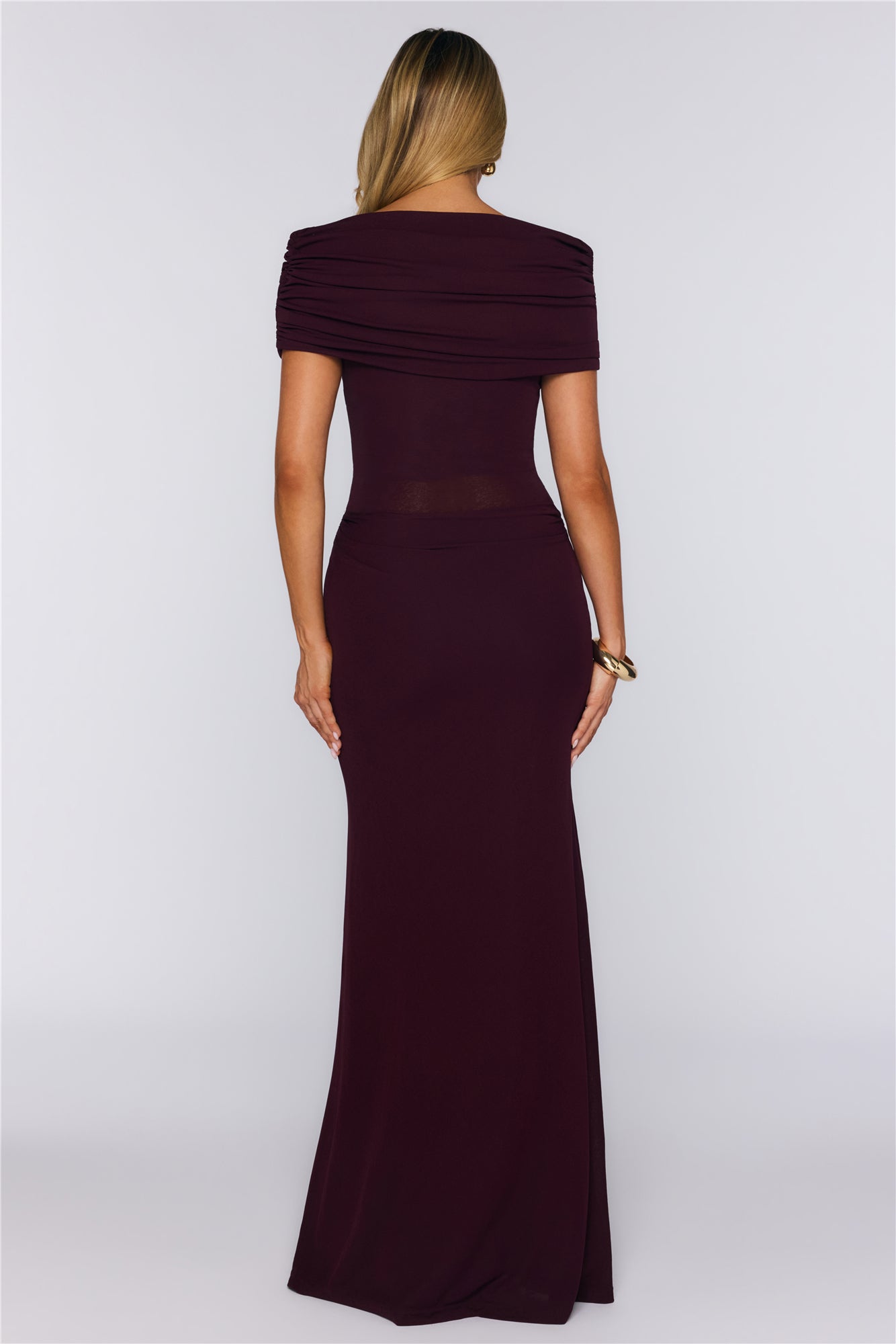 Darling Party Off Shoulder Maxi Dress Wine