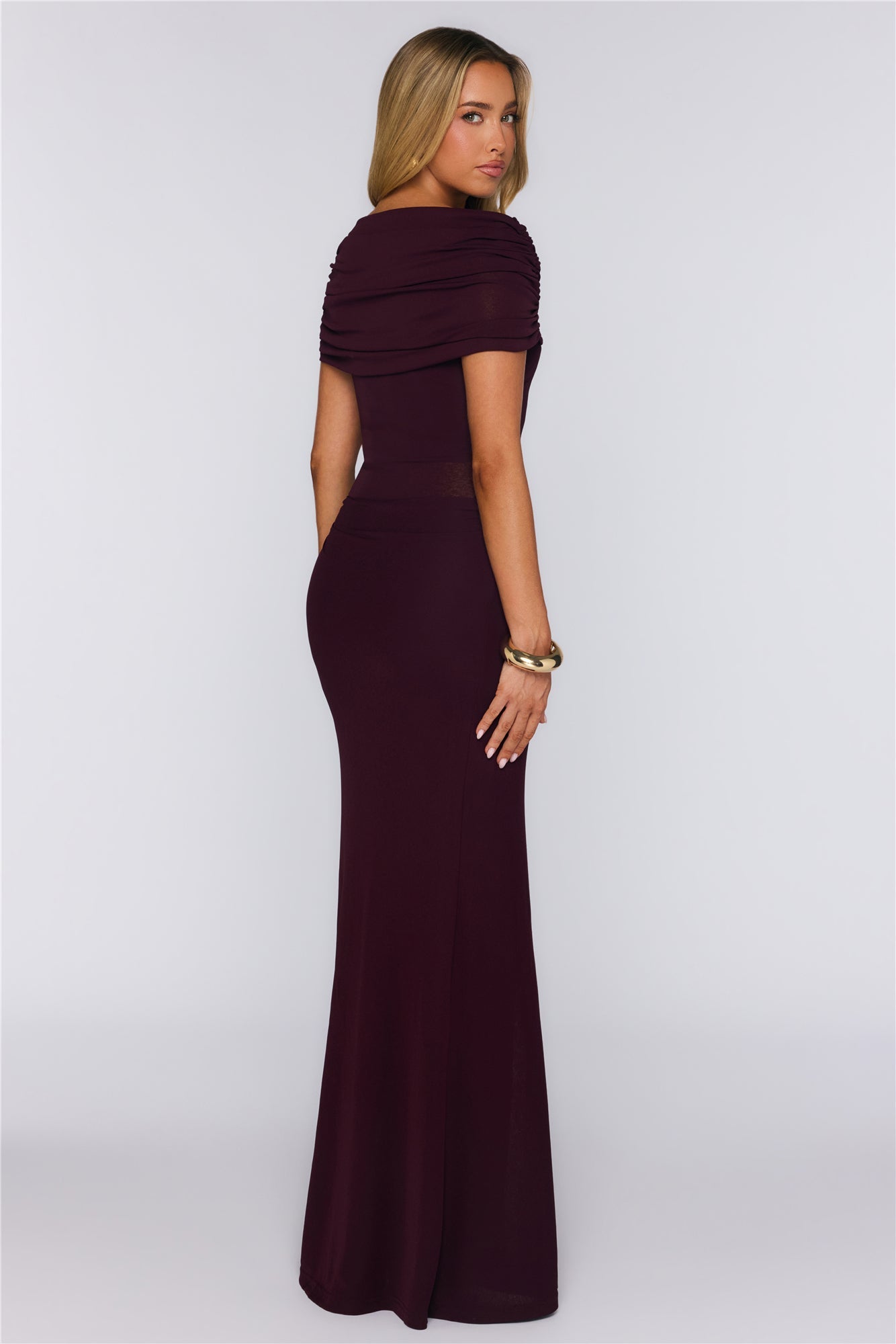 Darling Party Off Shoulder Maxi Dress Wine