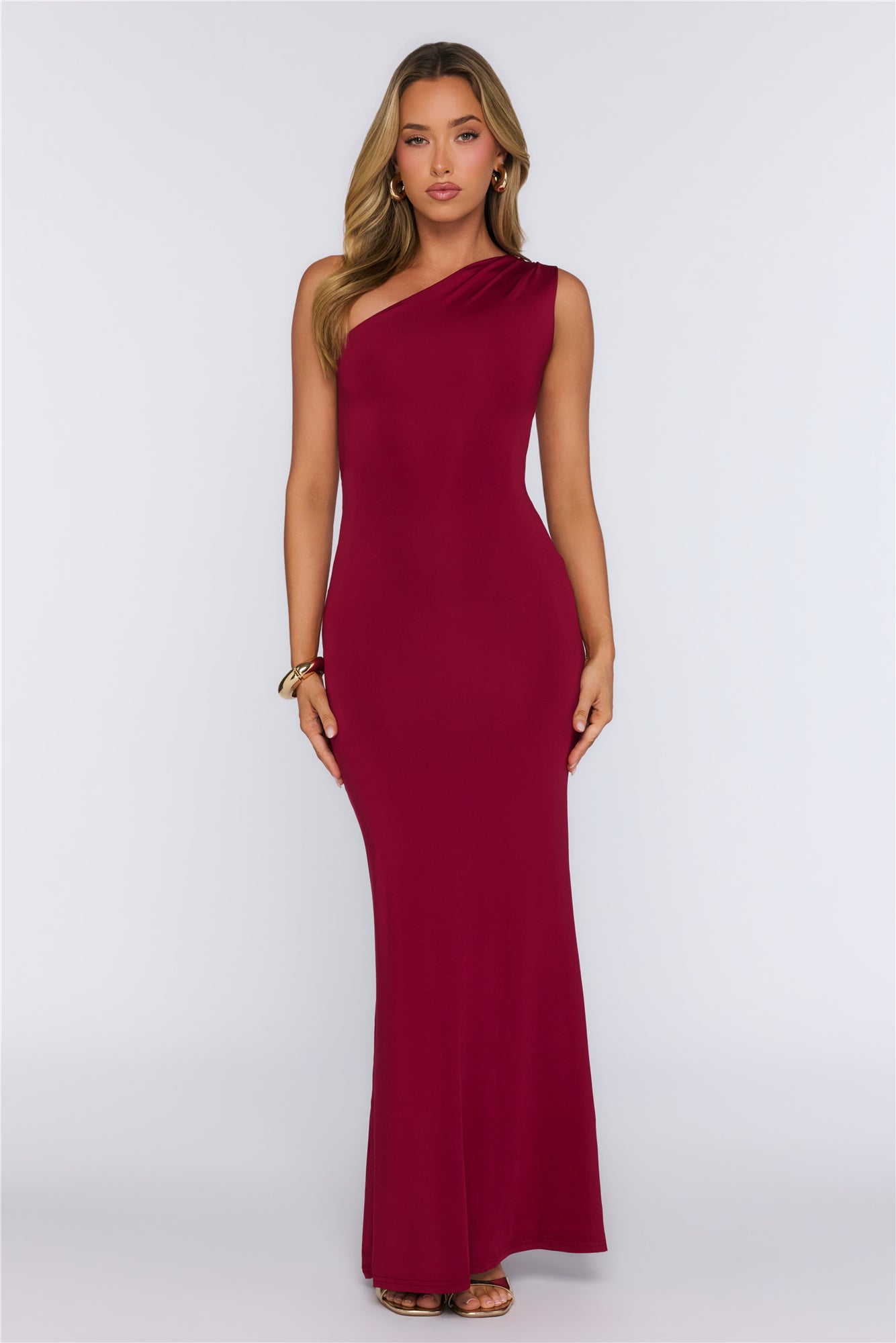 Dreamstate Dressing One Shoulder Maxi Dress Burgundy
