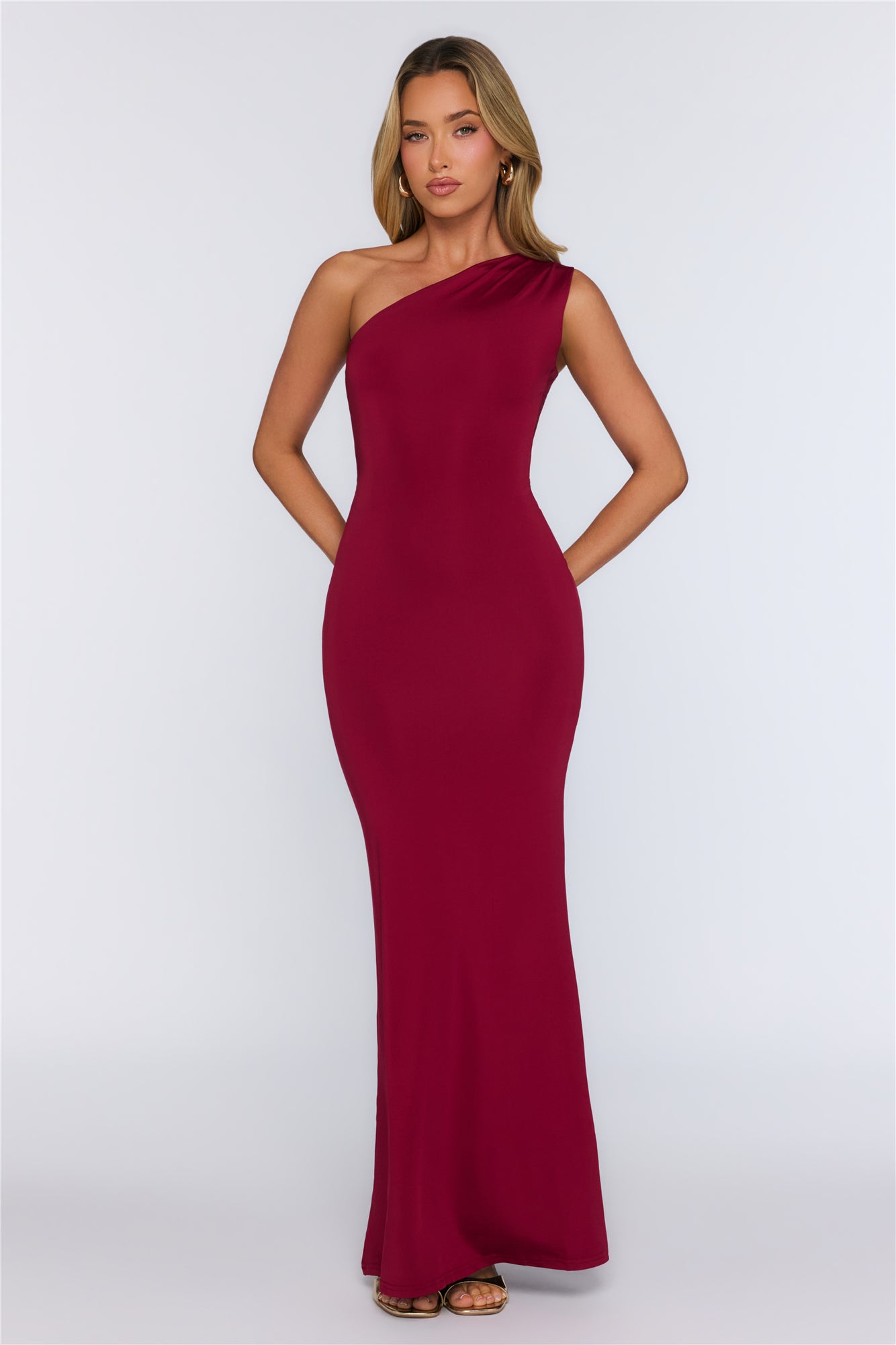 Dreamstate Dressing One Shoulder Maxi Dress Burgundy