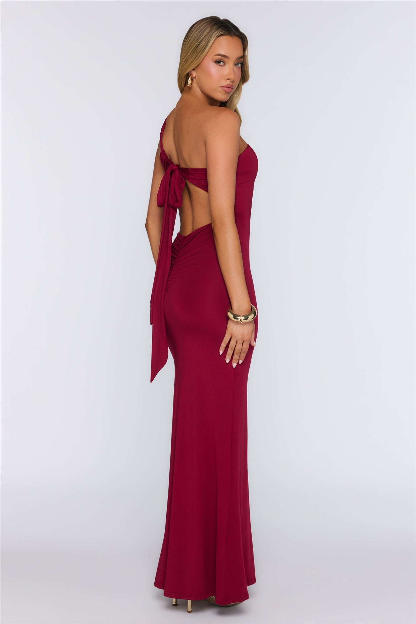 Dreamstate Dressing One Shoulder Maxi Dress Burgundy